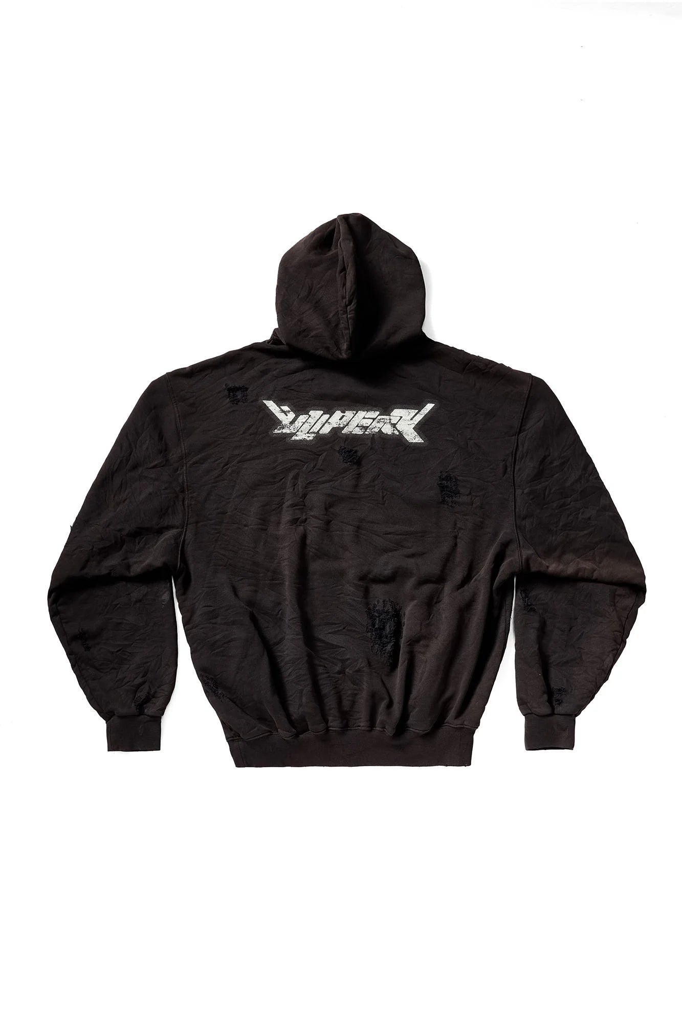 ULIPERY Distressed Glow Crinkled Hoodie