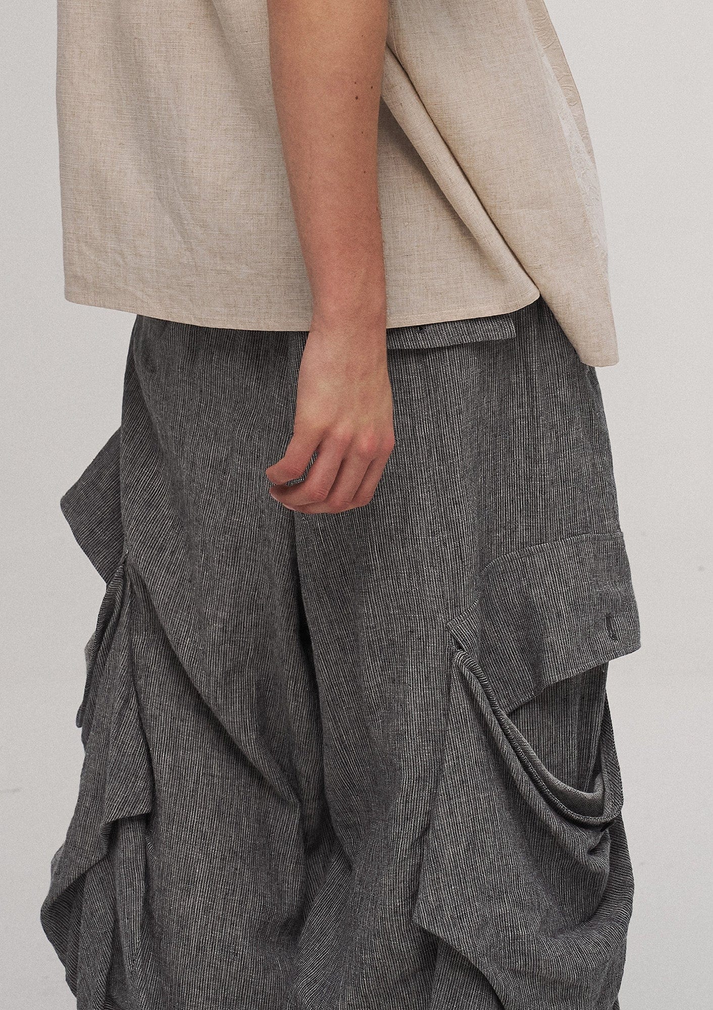 ILNya Nieternite Nifutur Big Pockets Cotton-Linen Wide-Leg Pants
