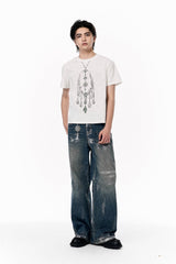OIPWORD Crystal Necklace Graphic T-Shirt