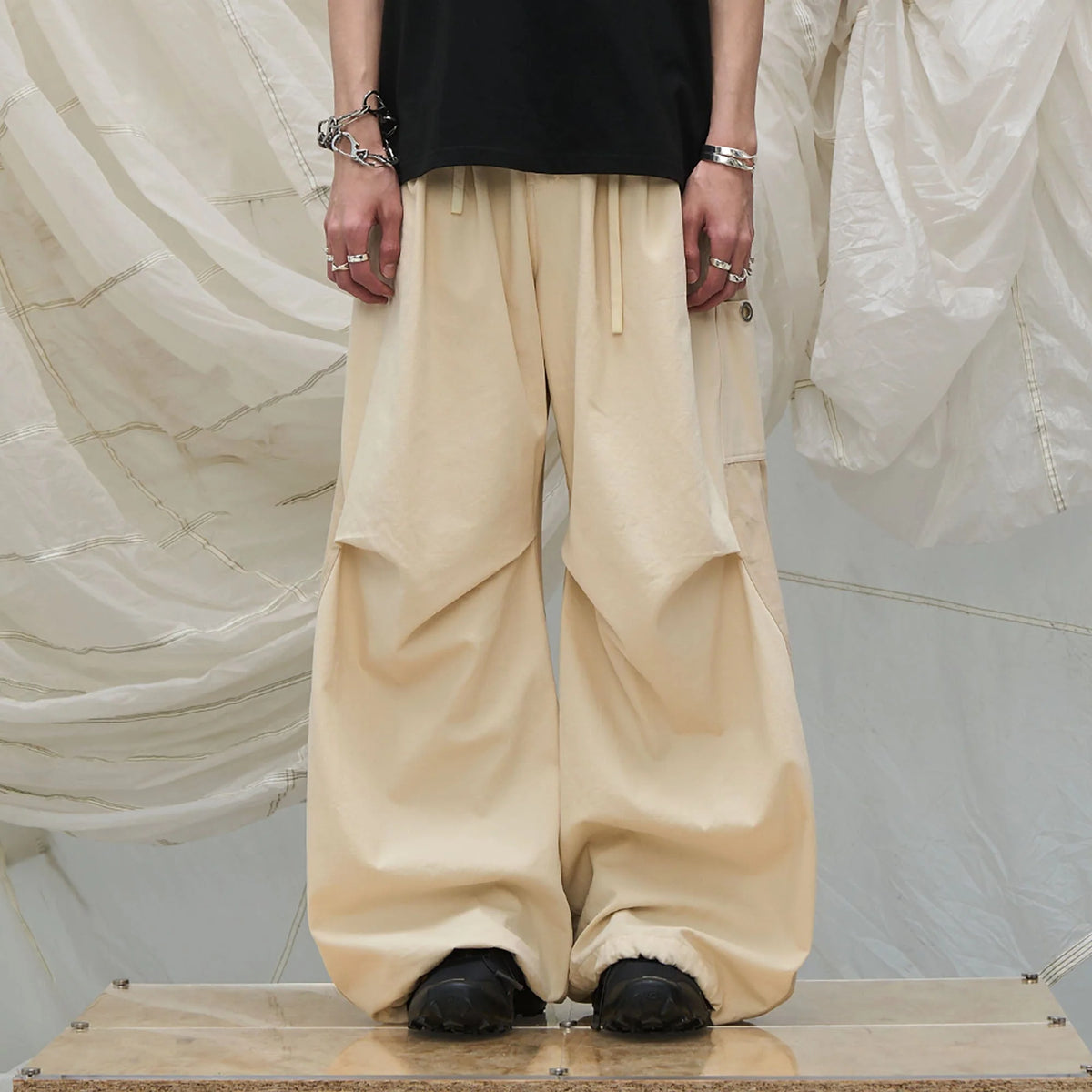 RELABEL Spliced Crinkled Oversized Cargo Pants