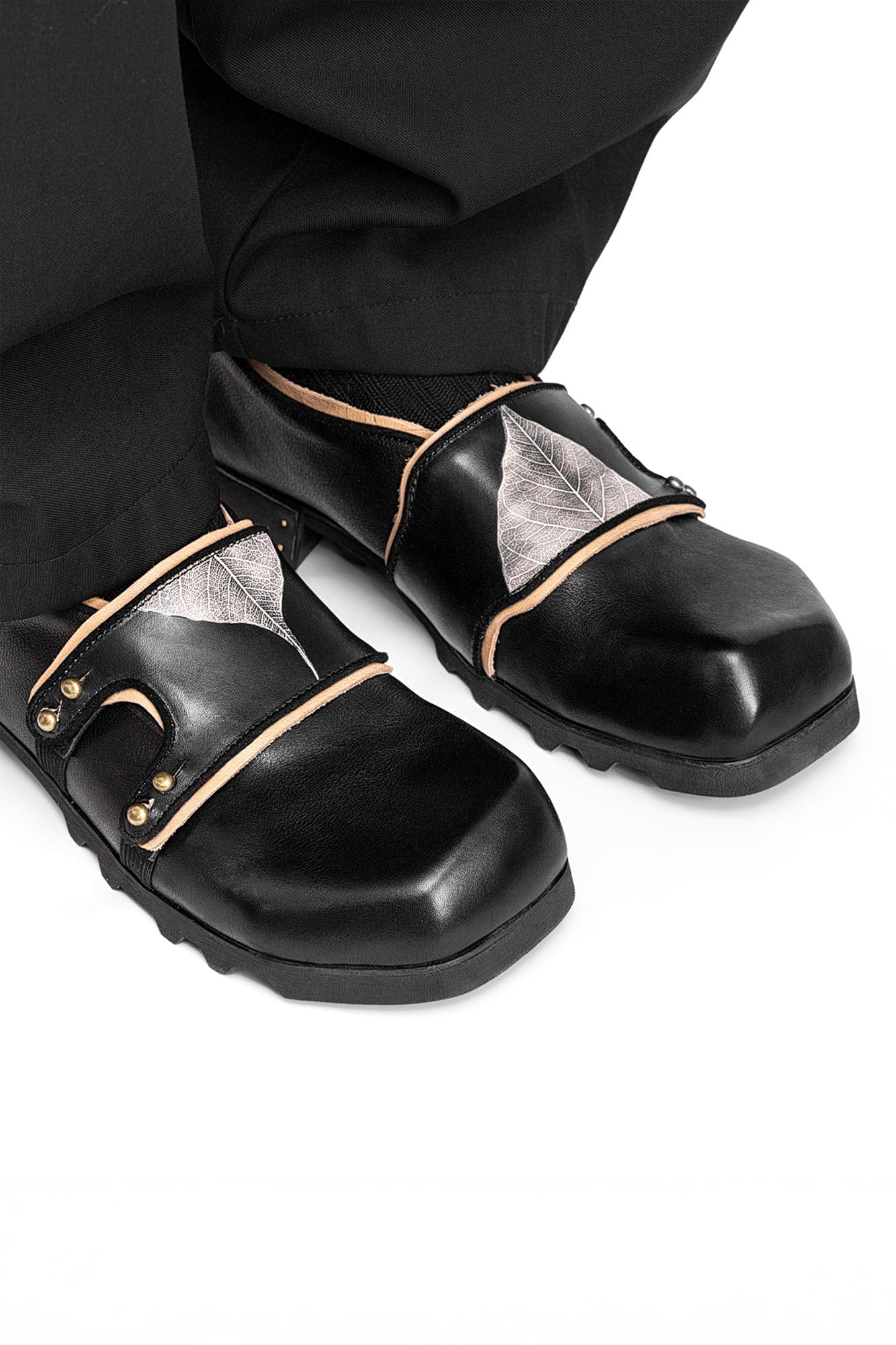 REWRITE×NO SENSE Leaf Cowhide Velcro Loafers