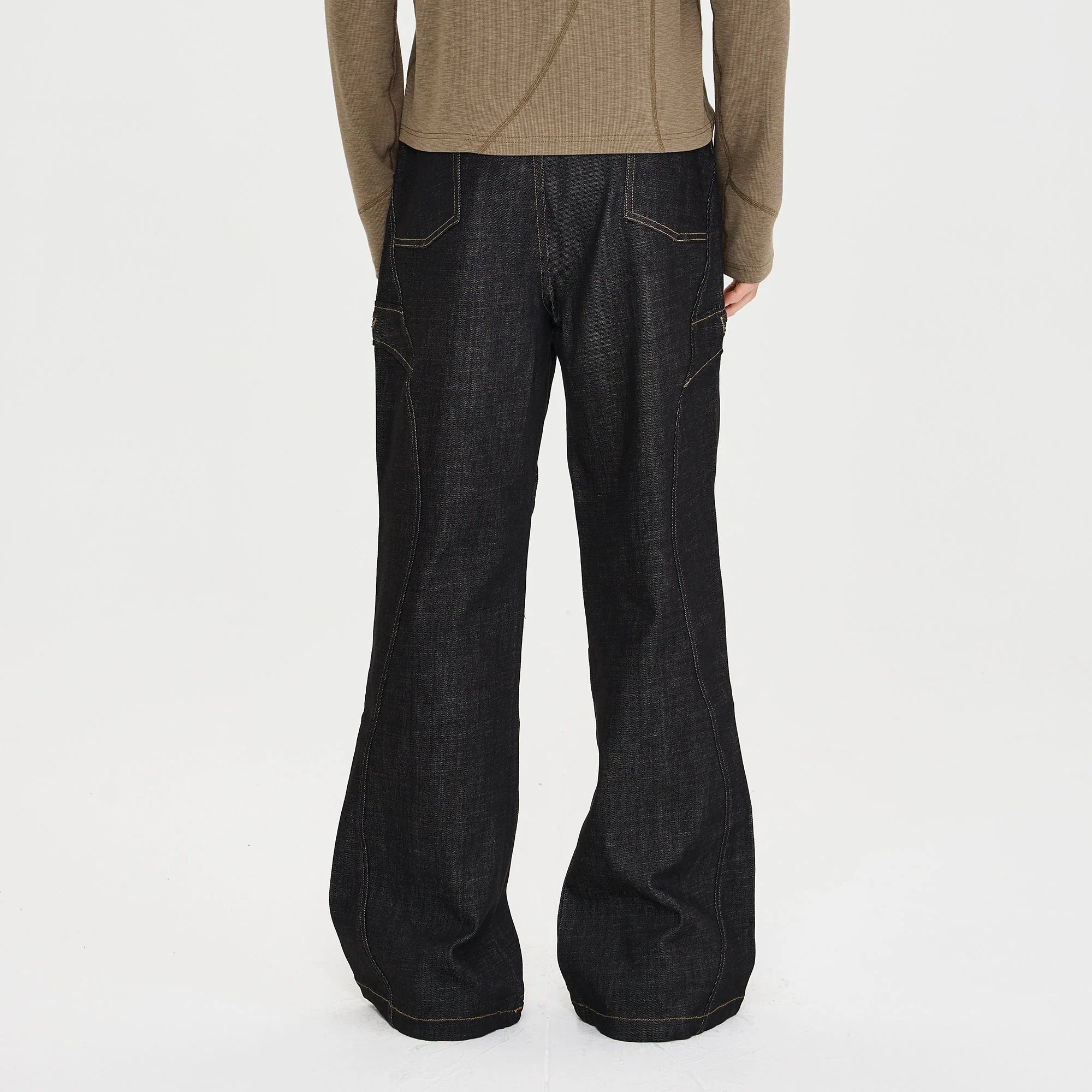 CATSSTAC Retro Curved Seam Panel Raw Jeans