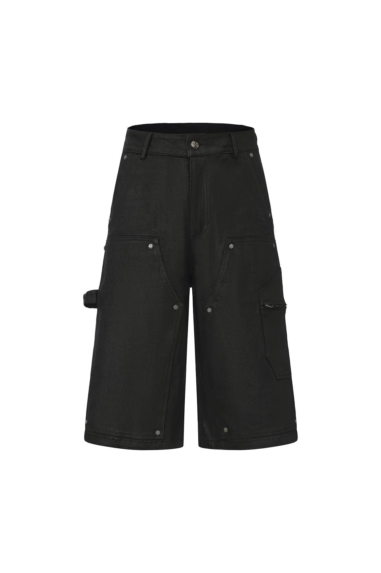 LUUUCAM Waxed Rivet Double-Knee Capri Shorts