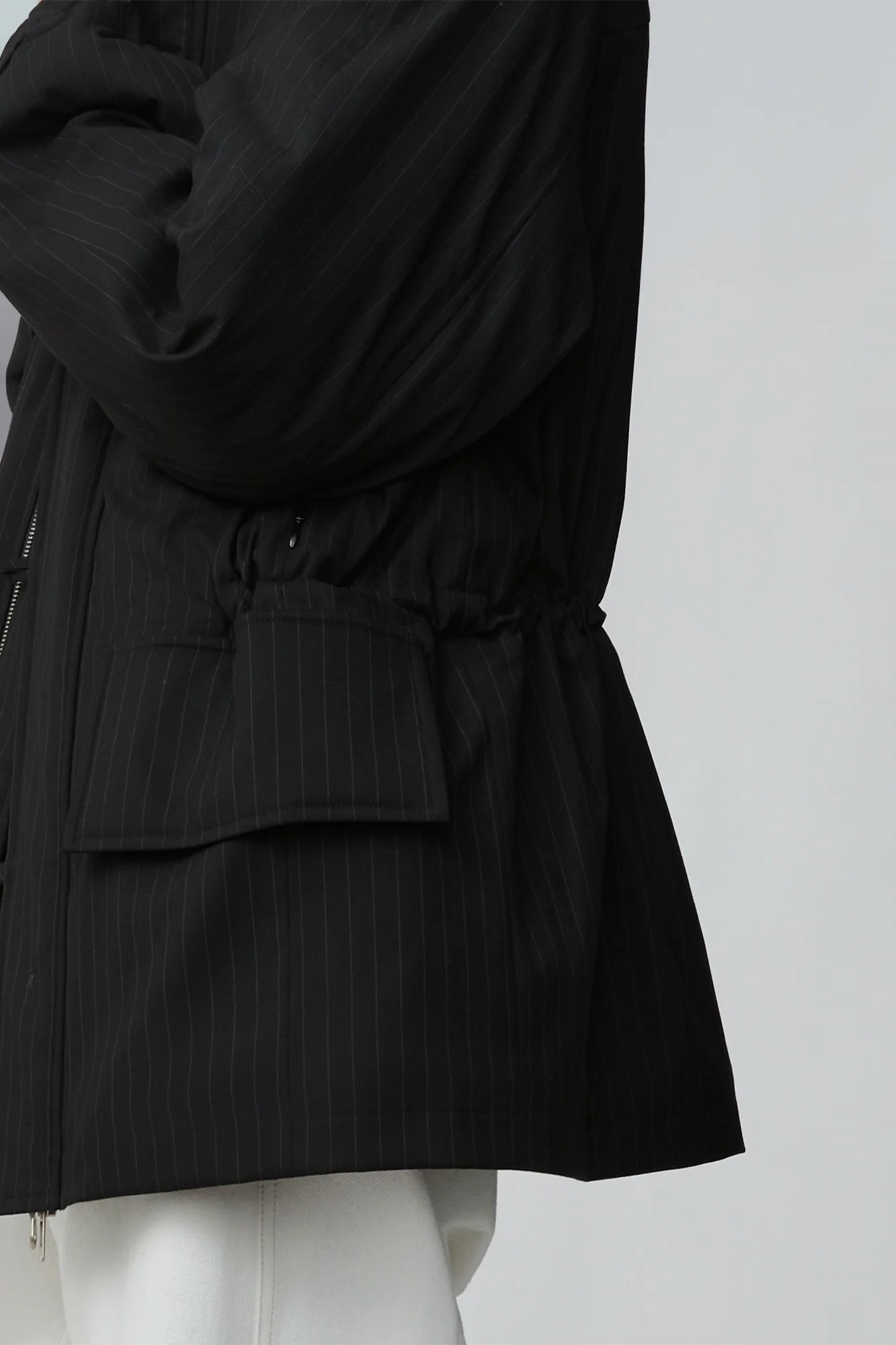 OPICLOTH Pinstriped Faux Fur-Lined Drawstring Jacket