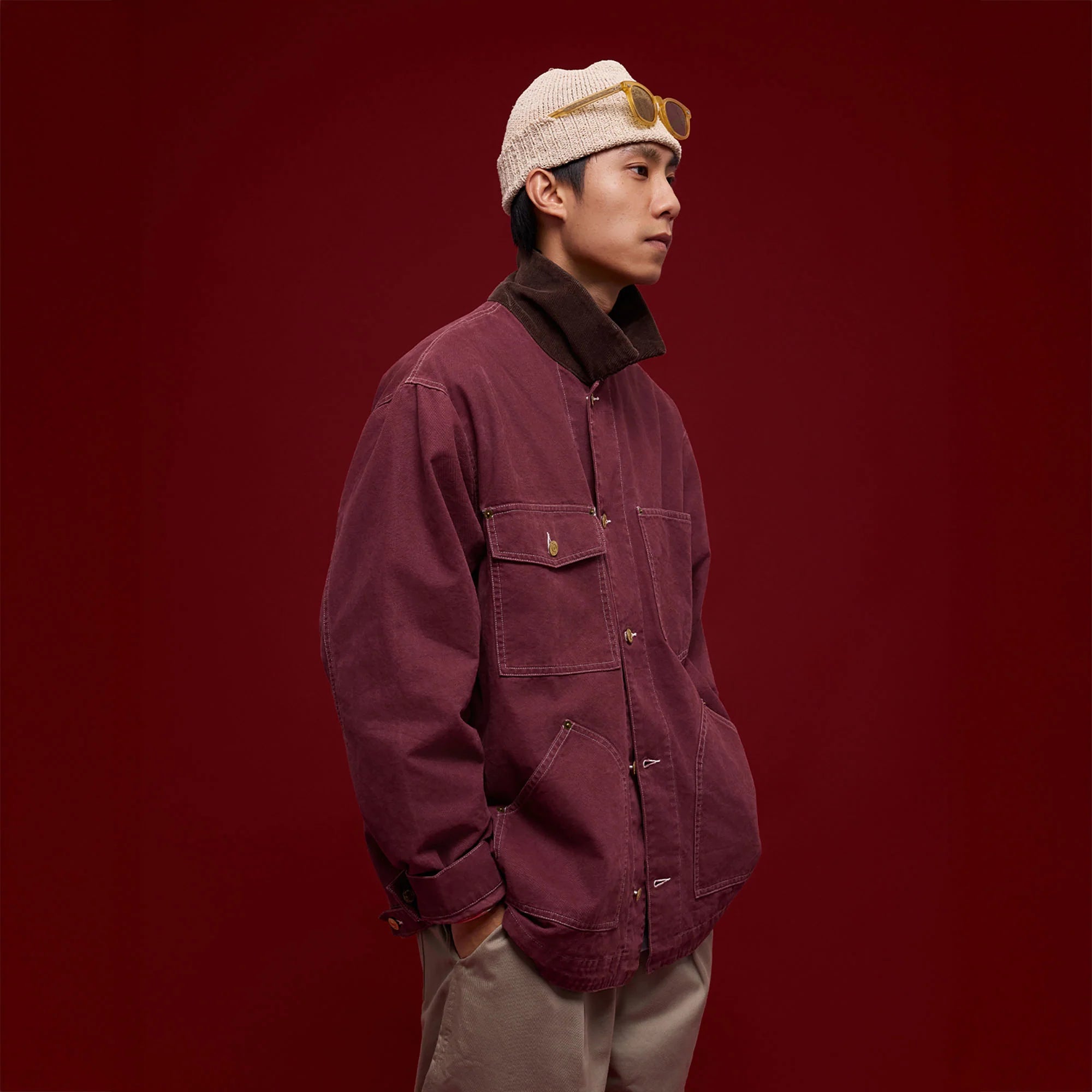 BANANA CLUB Contrast Collar Stitch Utility Jacket