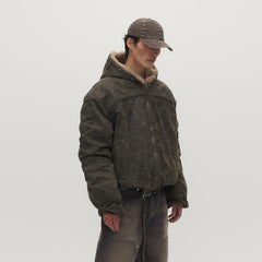 SAVAGEGROWTHWORLD Camo Faux Fur Lining Bomber Jacket