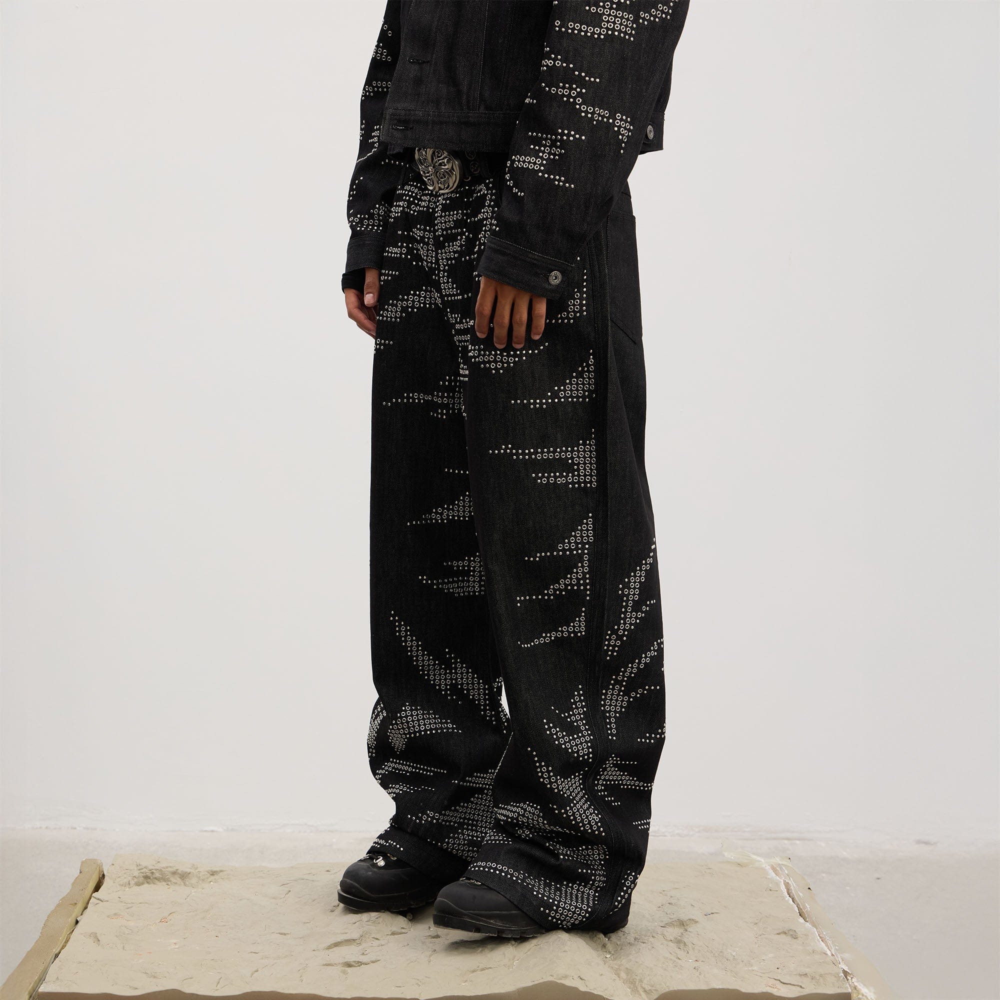 DND4DES Studded Tiger Stripe Baggy Jeans