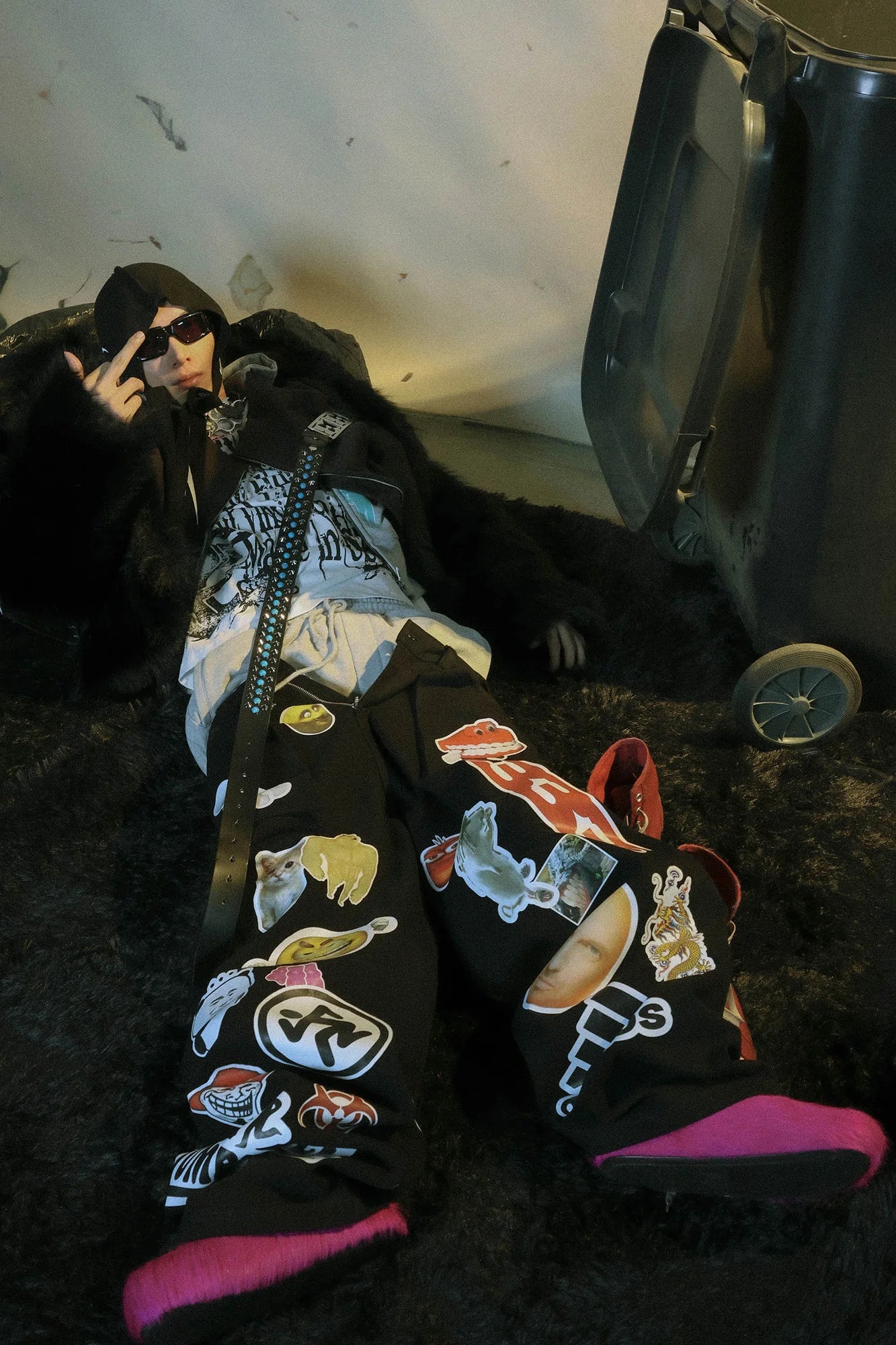 PCCVISION Meme Graphics Wide-Leg Pants