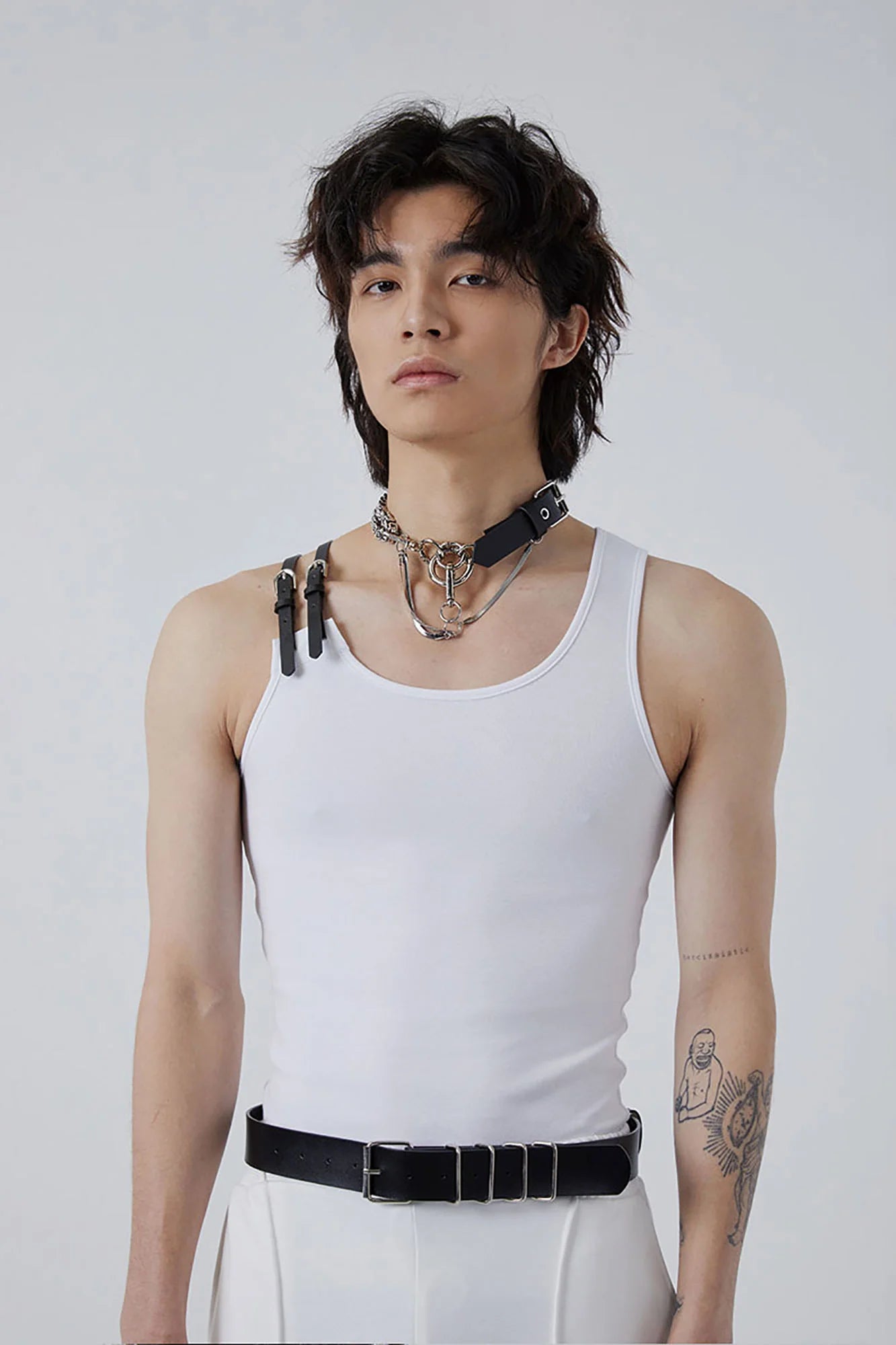 TUIMU Buckle Strap Ribbed Tank Top