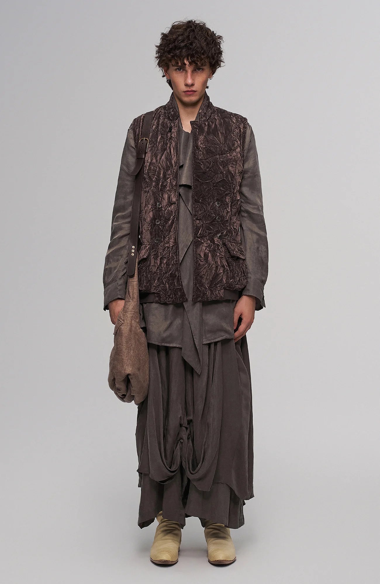 ILNya Nieternite Nifutur Asymmetric Tencel-Linen Blend Layered Skort