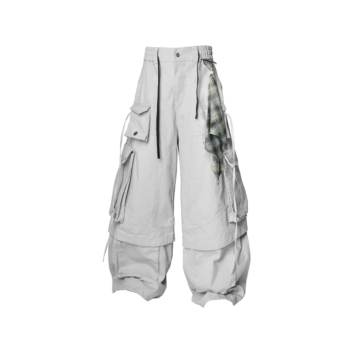 RELABEL Multi-Pocket Detachable Scarf Distressed Cargo Gray