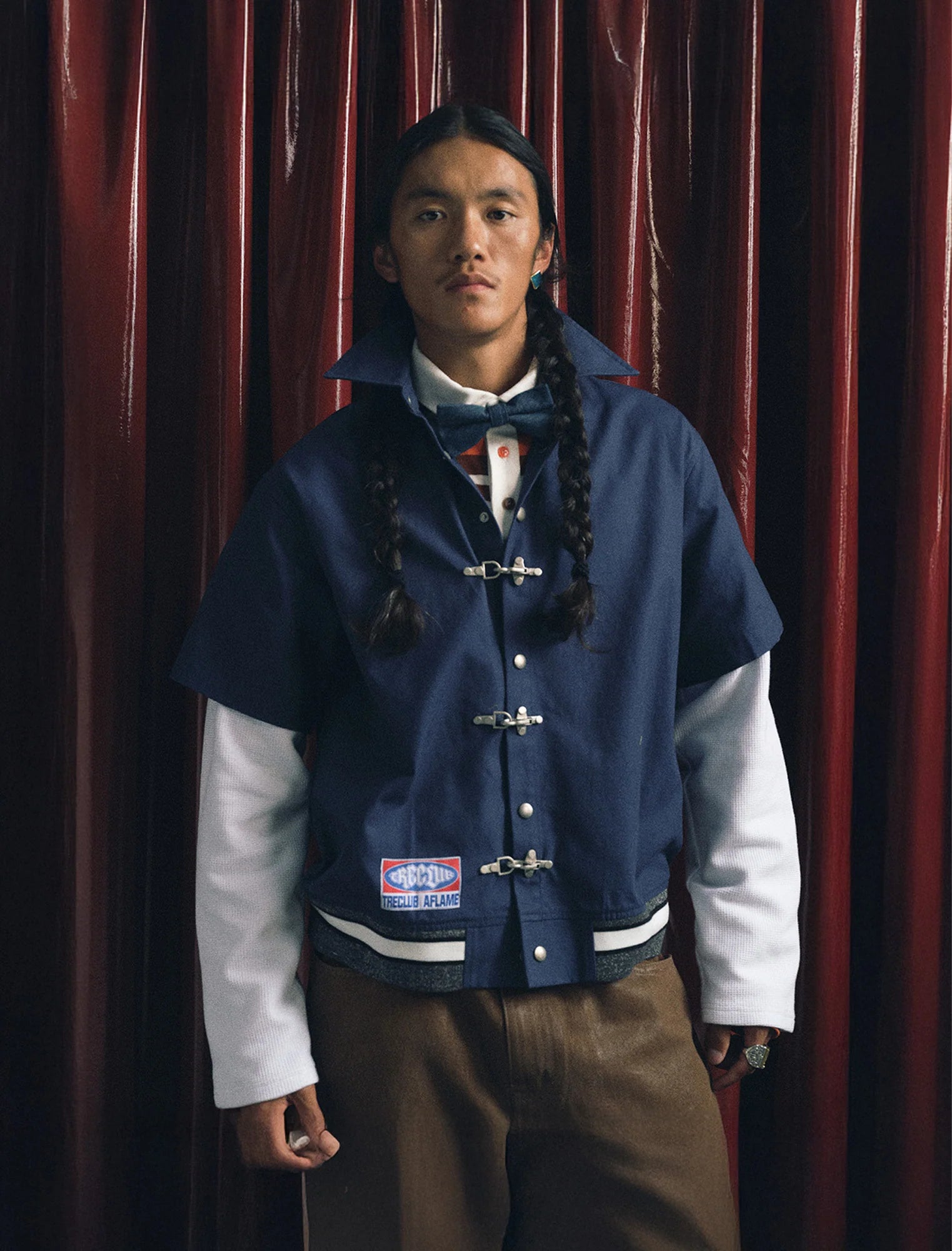 TRECLUB Hook-Buckle Layered Canvas Jacket
