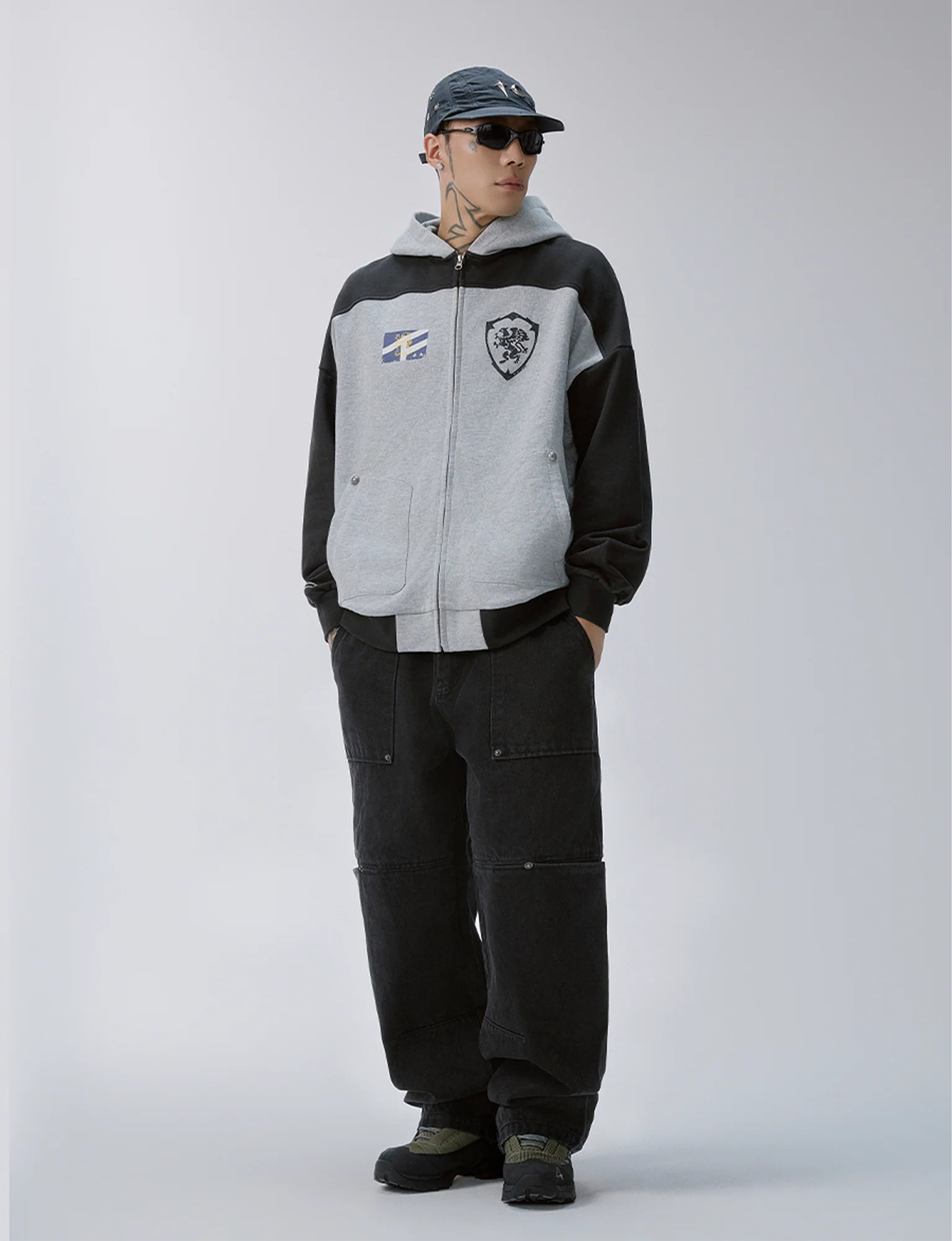 F2CE Contrast Panel Badge Graphic Hooded Jacket
