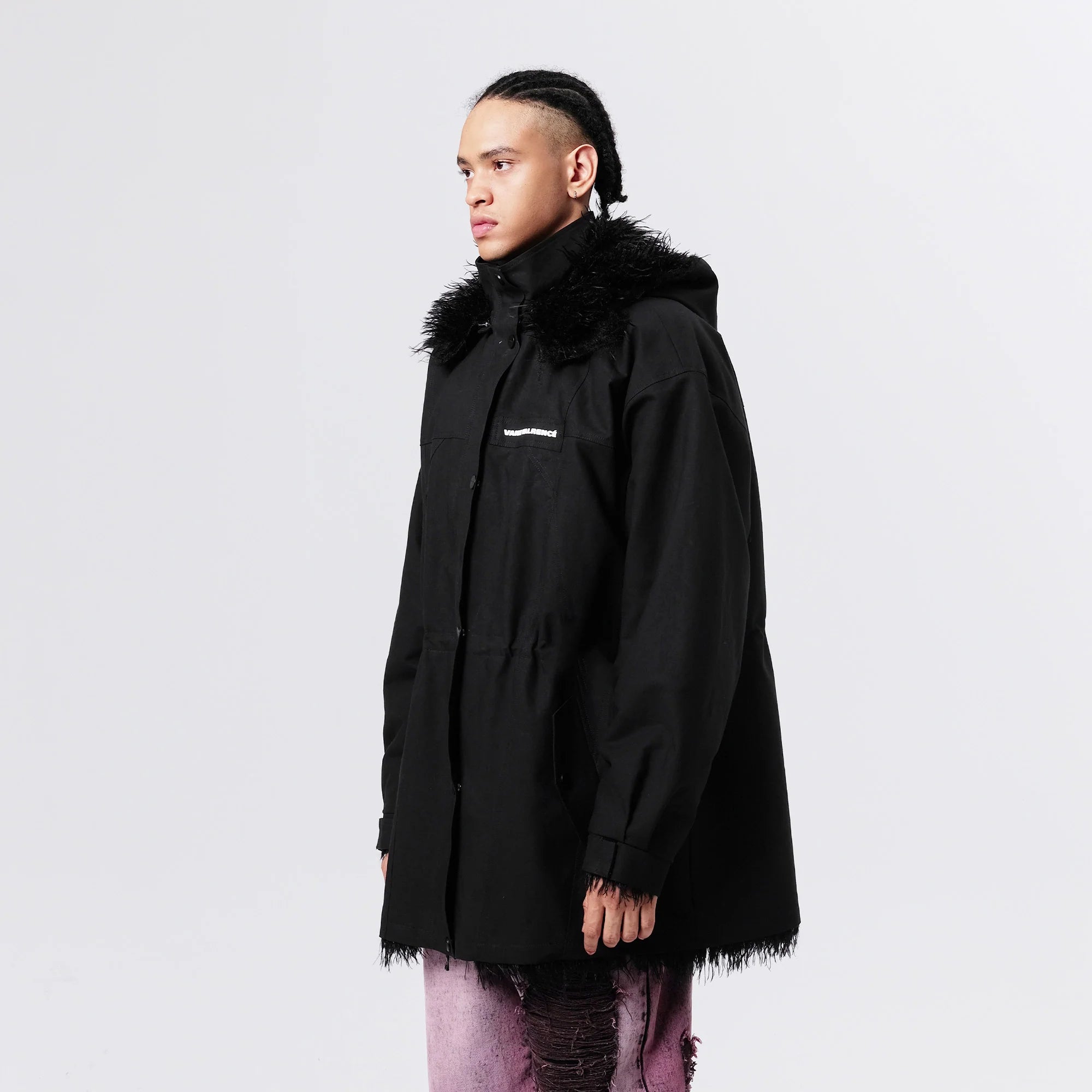 VANN VALRENCE Detachable Hood Faux-Fur Collar Parka