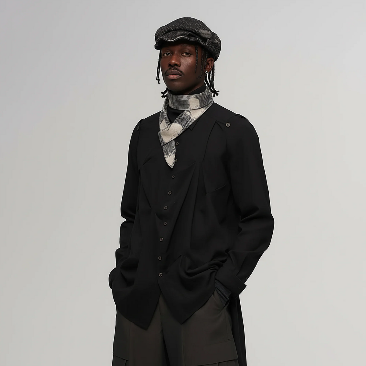 ILNya Nieternite Nifutur Asymmetrical Draped Seamed Shirt