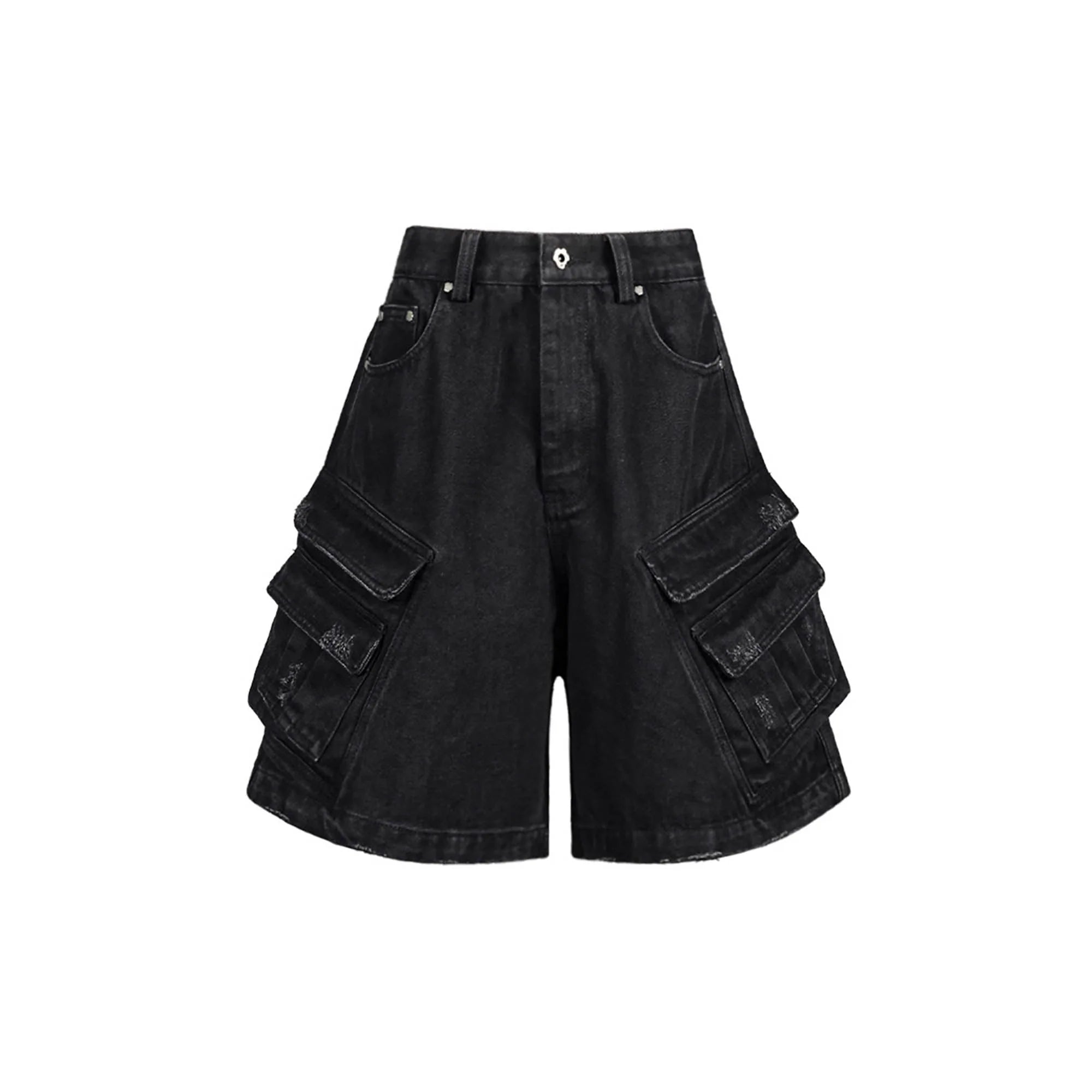 UNDERWATER Layered-Pocket Distressed Denim Shorts