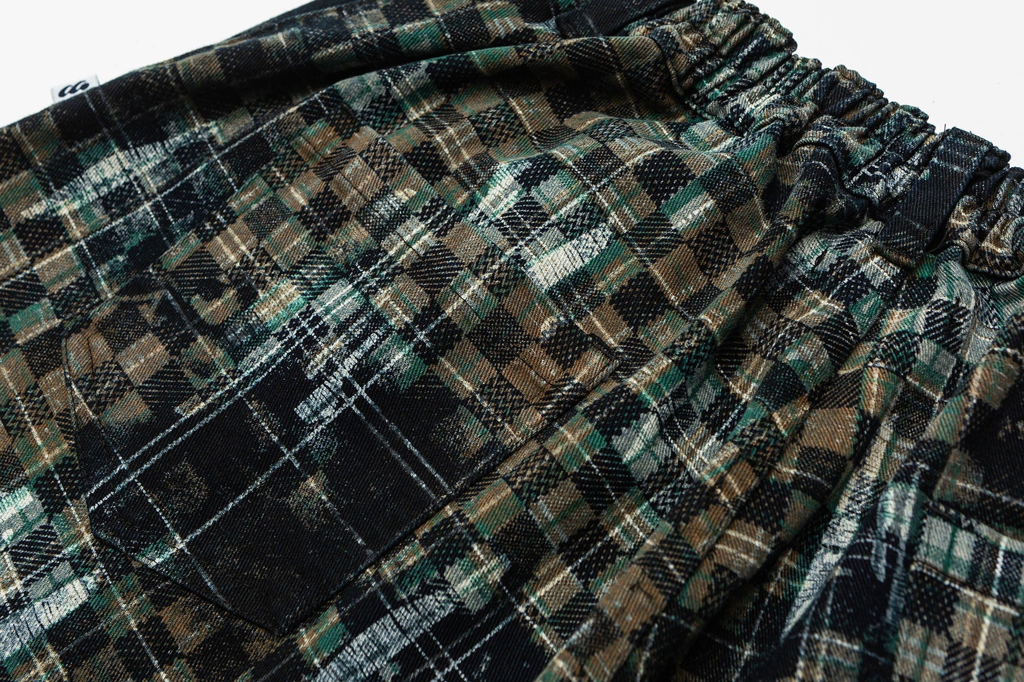 ME DA IGUAL Tie-Dye Washed Camo Checks Elastic Pants