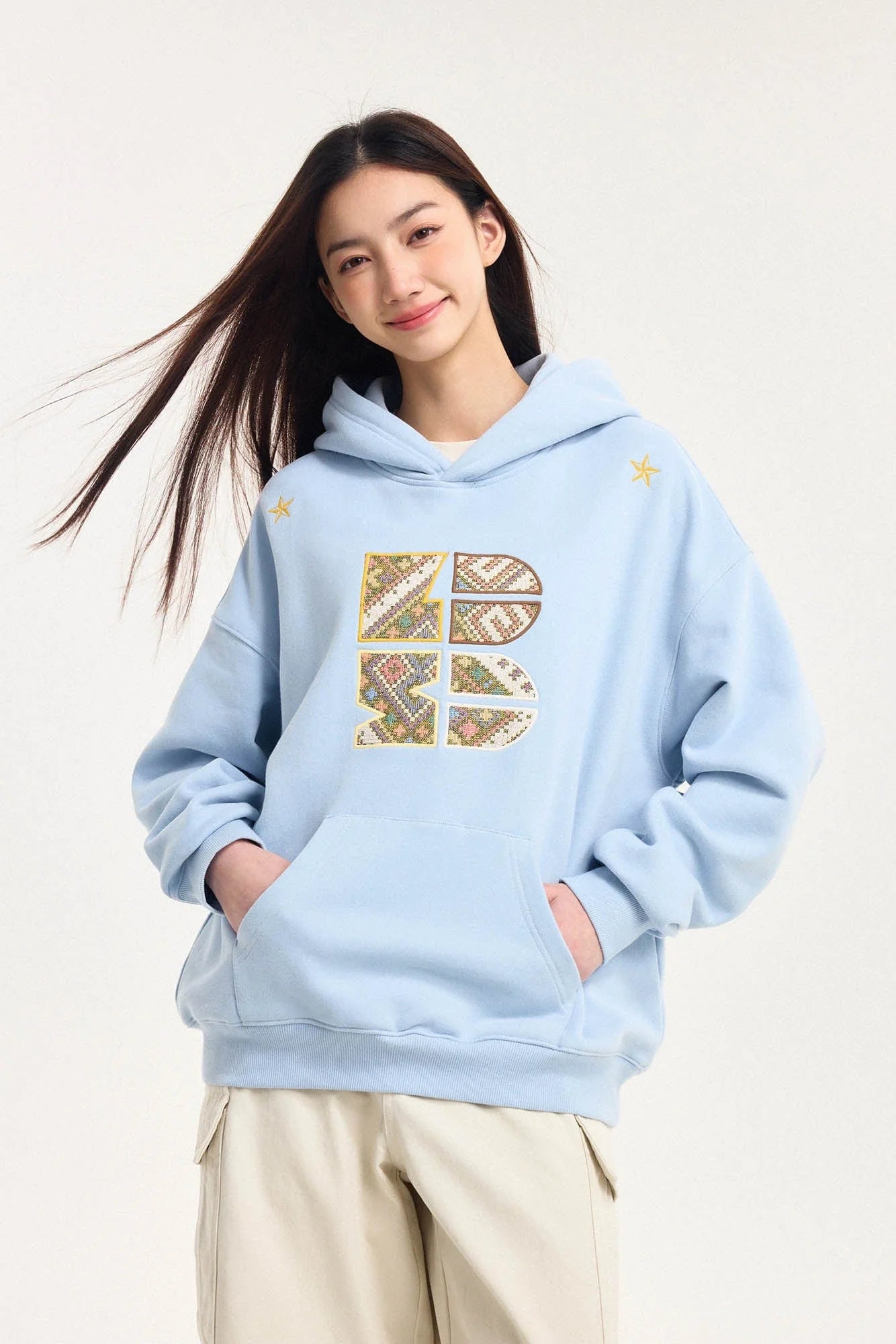 BONELESS Tribal Jacquard LOGO Patch Embroidered Hoodie