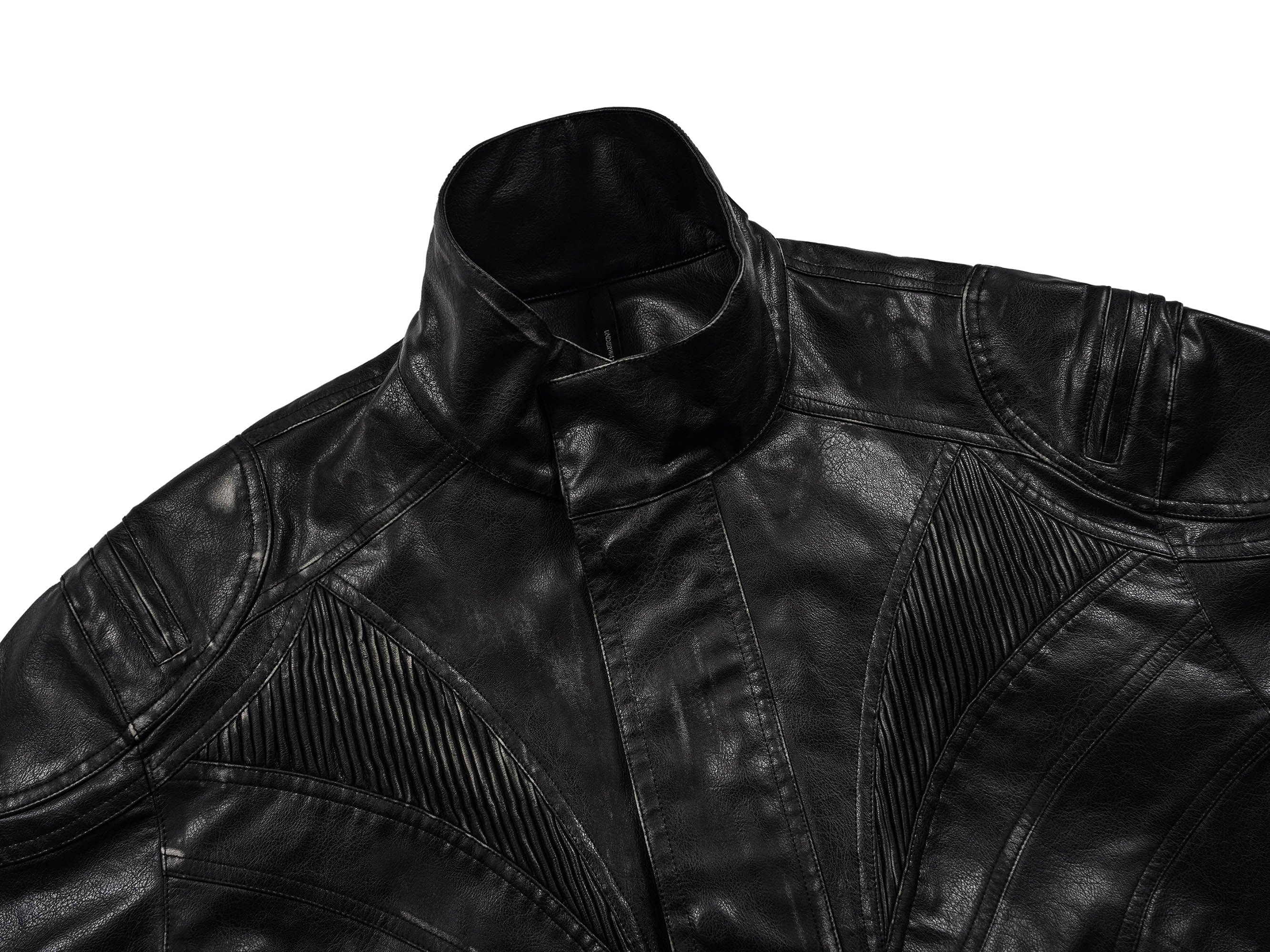 UNDERWATER Distressed Midnight Fang Faux Leather Biker Jacket