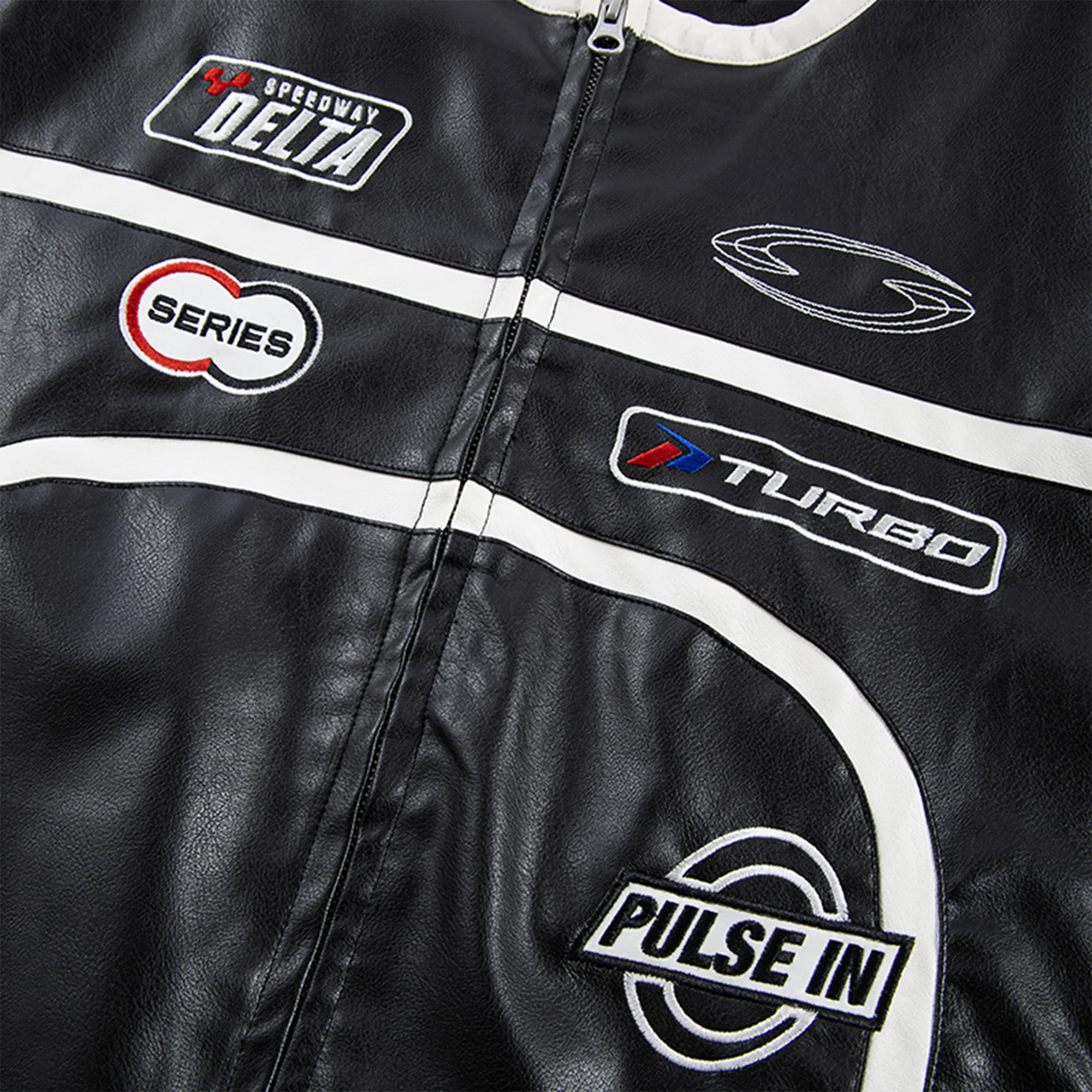 F2CE Racing Patch Contrast Panel PU Moto Jacket