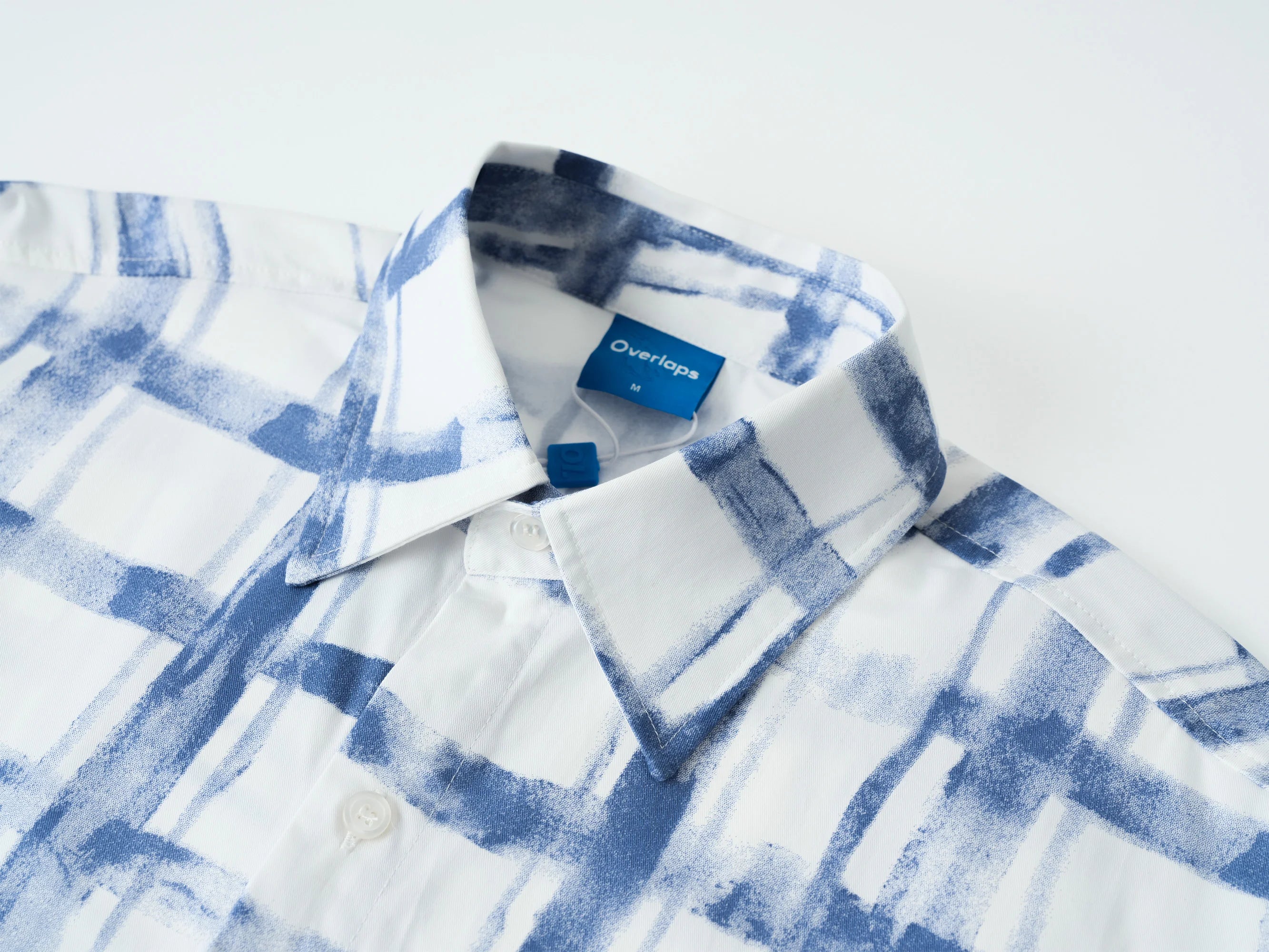 OVERLAPS Brush-Paint Grid Oversized Shirt