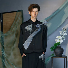 JIECHI Organza-Bow & Diamond Shirt