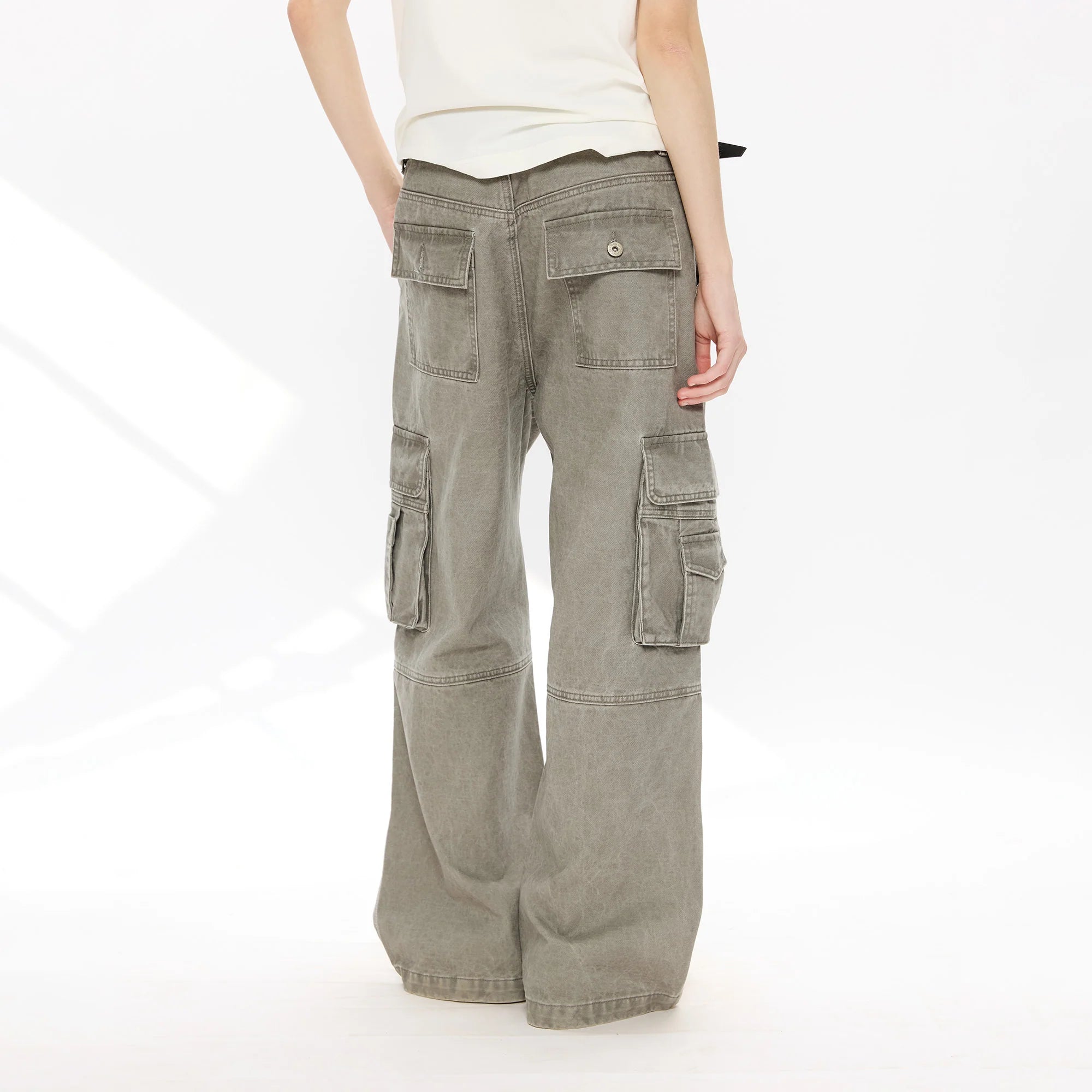 KREATE Washed Pleated Cargo Pants