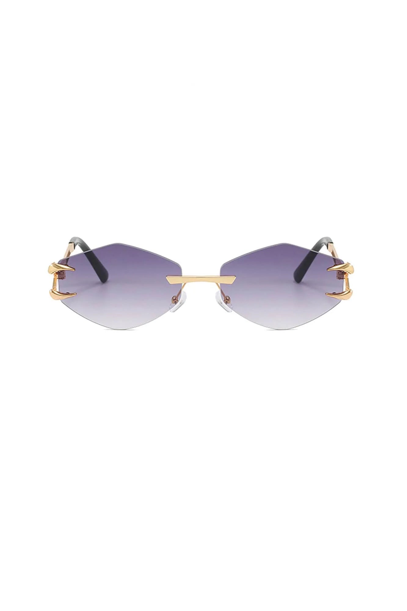DAMAGE ASIA Claw Temple Gradient Hex Lens Rimless Sunglasses