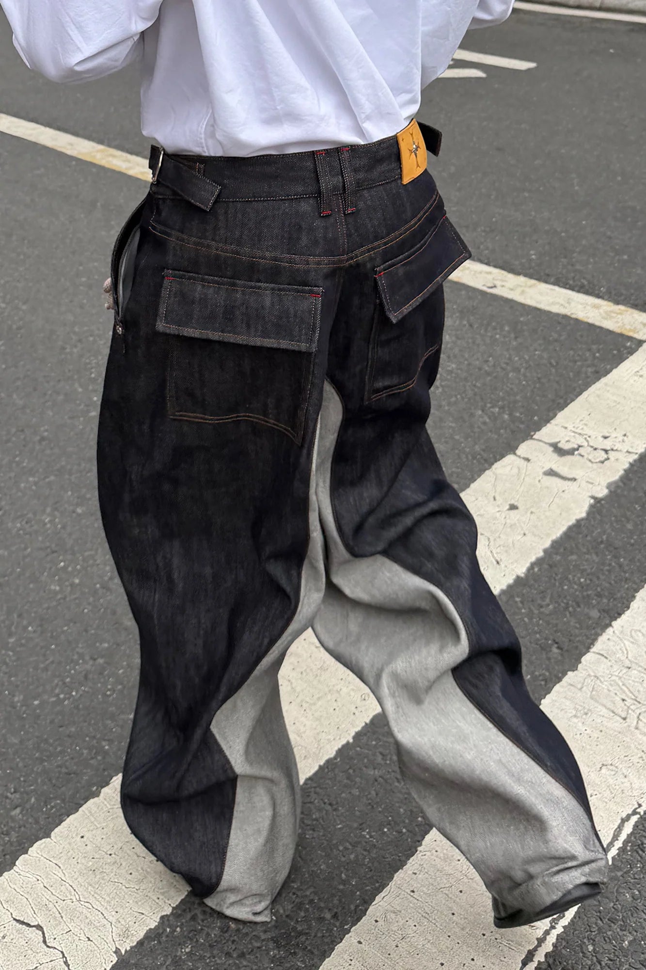 STEEPC Inverted Panel Snap-Fly Raw Jeans