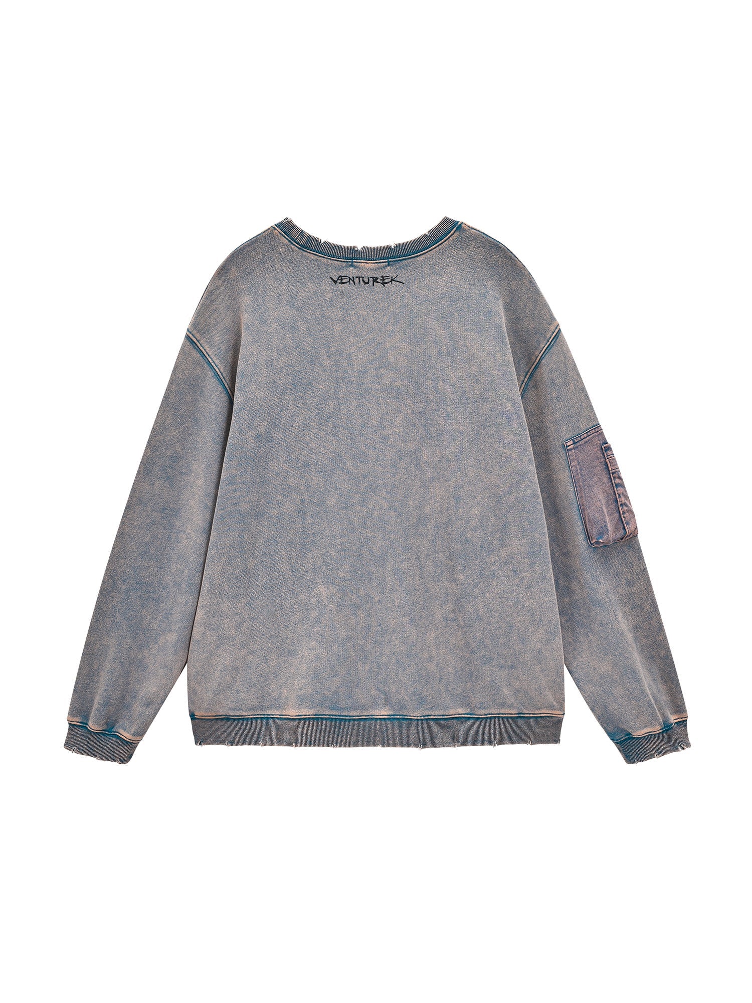 VENTUREK Washed Graphic Frayed Hem Sweatshirt