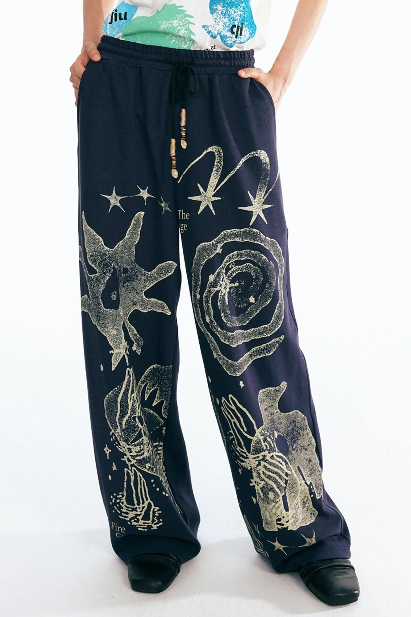 1997 POSTOFFICE Tribal Spiral Beaded Drawstring Sweatpants