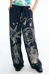 1997 POSTOFFICE Tribal Spiral Beaded Drawstring Sweatpants