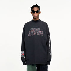 ULIPERY Distressed USB Flash Drive Graphic Long Sleeve Tee