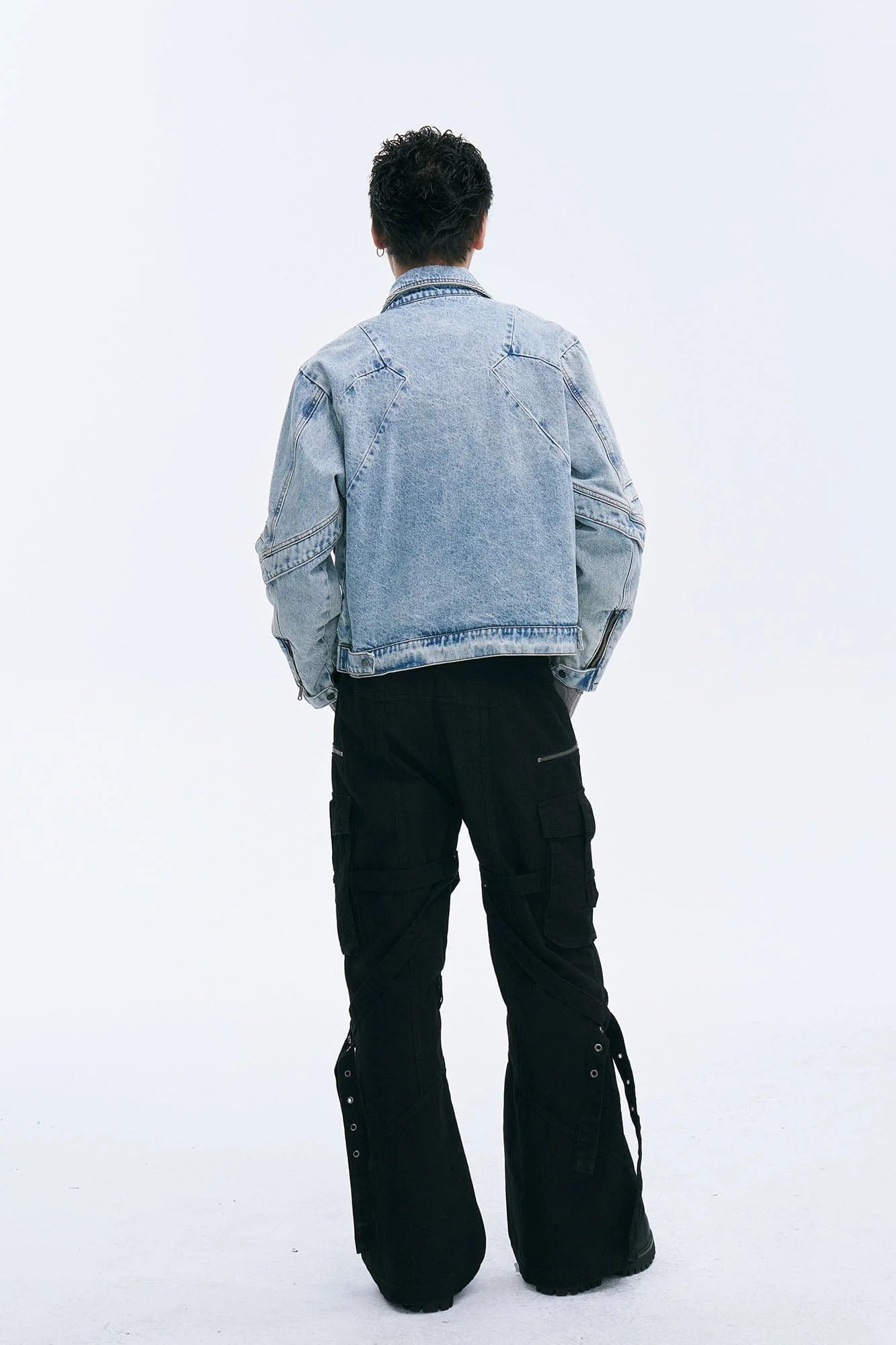 CATSSTAC Washed Paneled Seam Denim Jacket