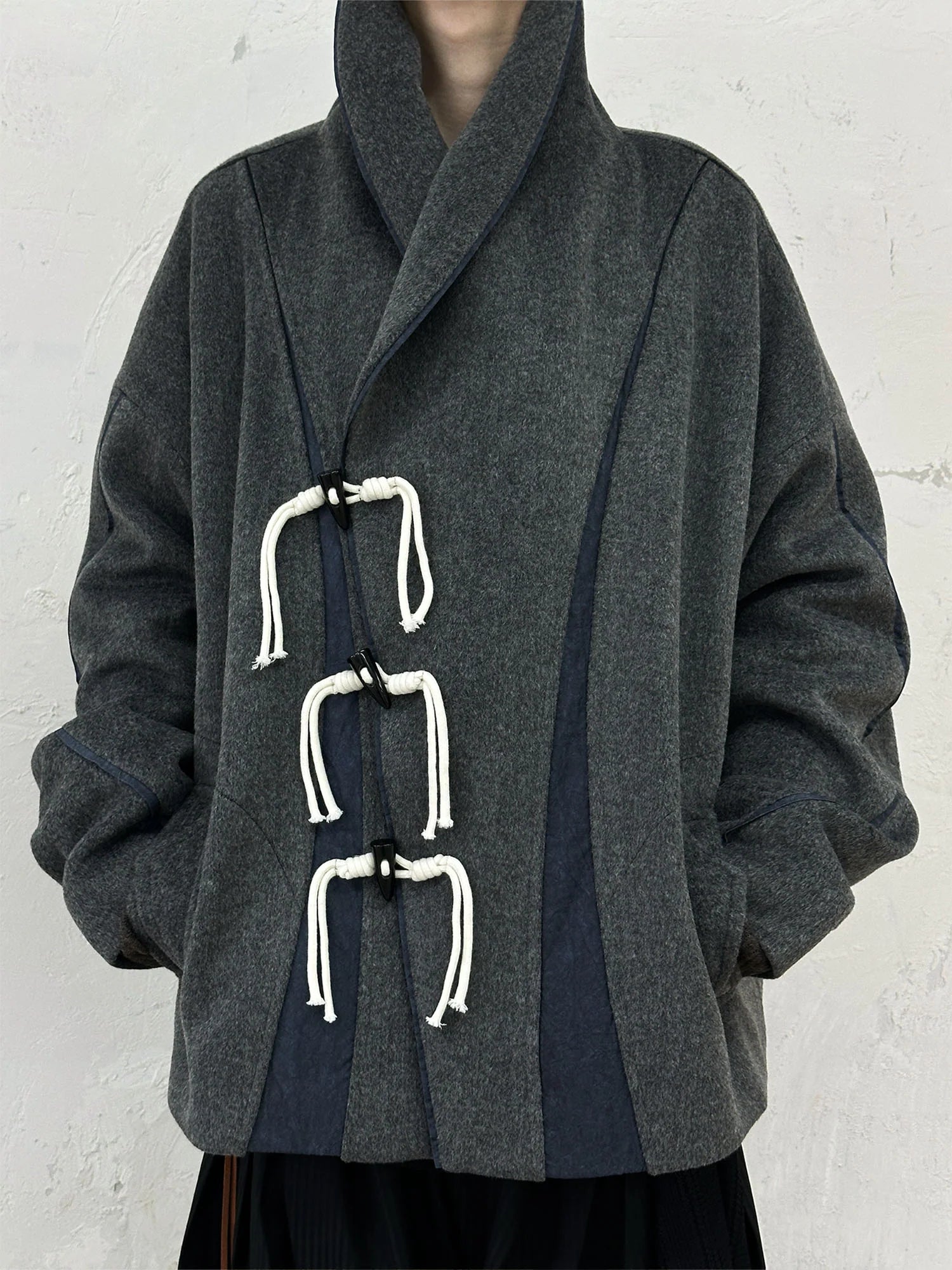 RELABEL Asym Wool-Blend Curved Panel Jacket
