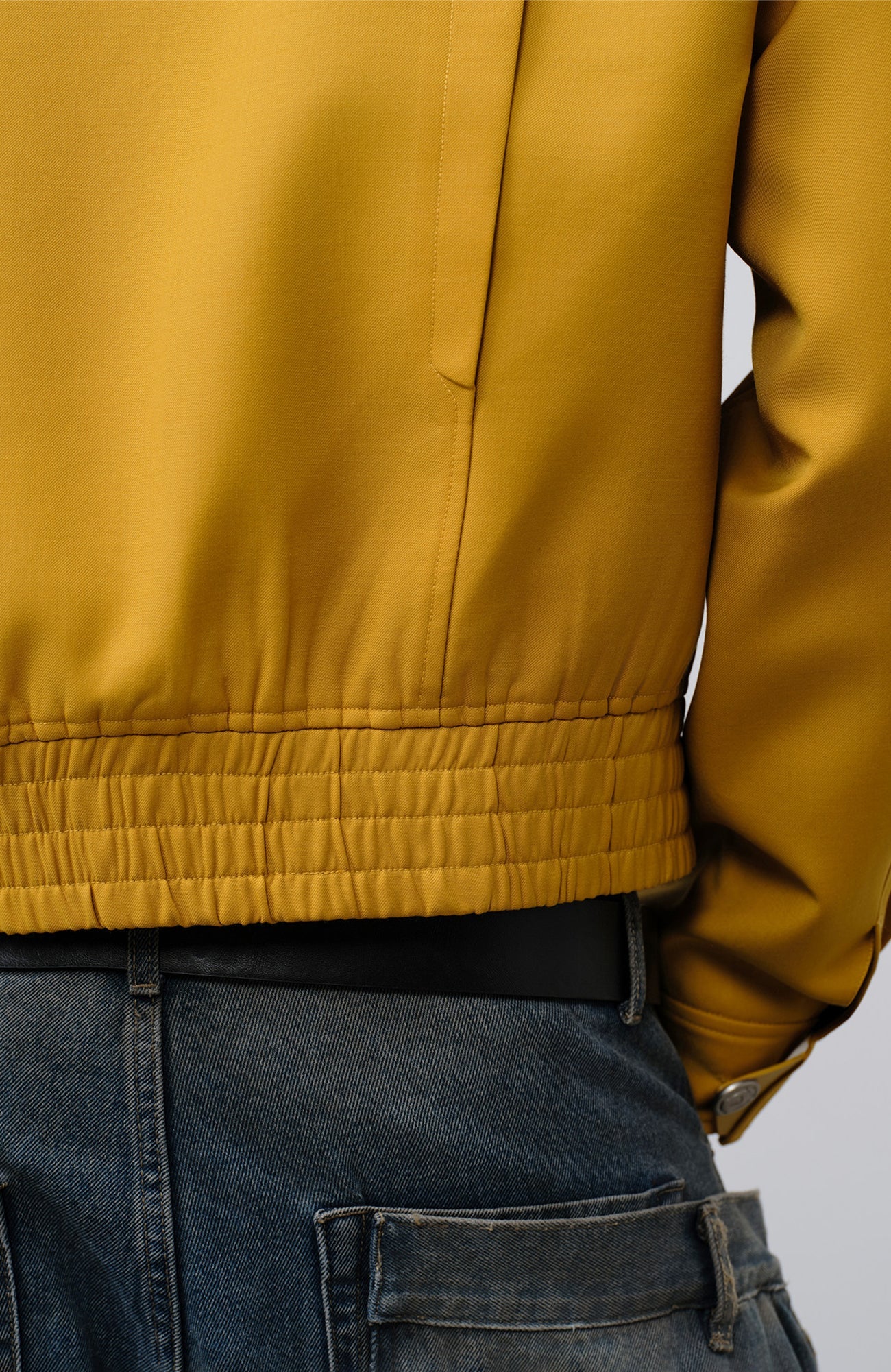 FACEONLAB Cropped Harrington Zip Jacket Yellow