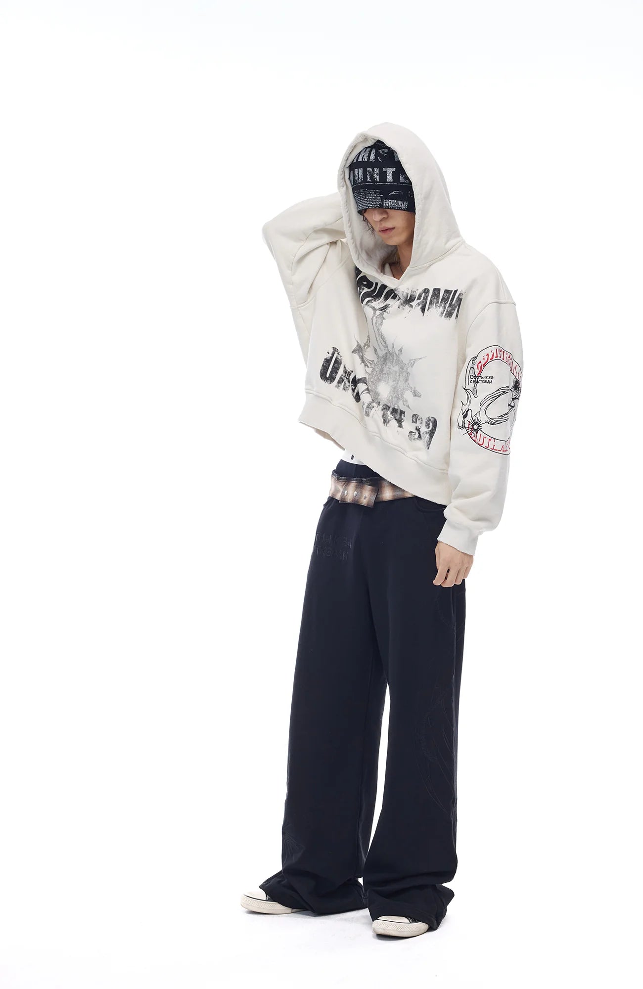WHISTLEHUNTER Washed Graphic Embroidered Hoodie