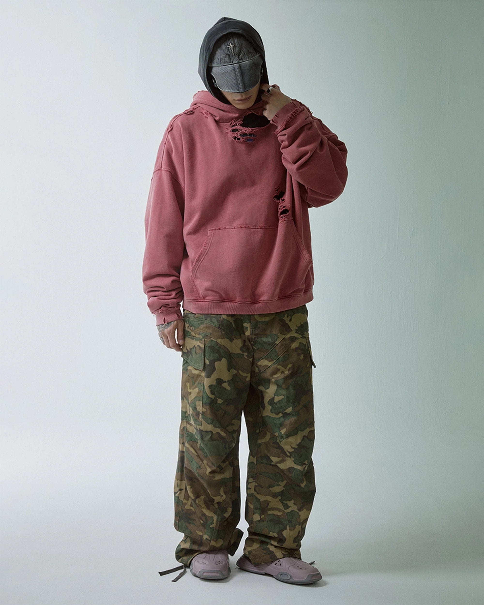 F2CE Wide-Leg Draw-String Camo Cargo Pants