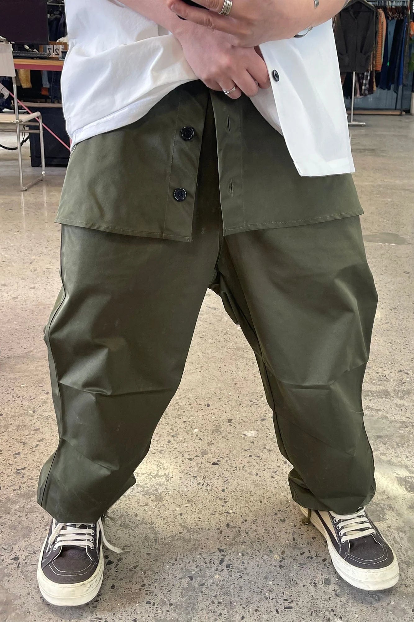 ME DA IGUAL Layered Fold-Over Straight-Leg Pants
