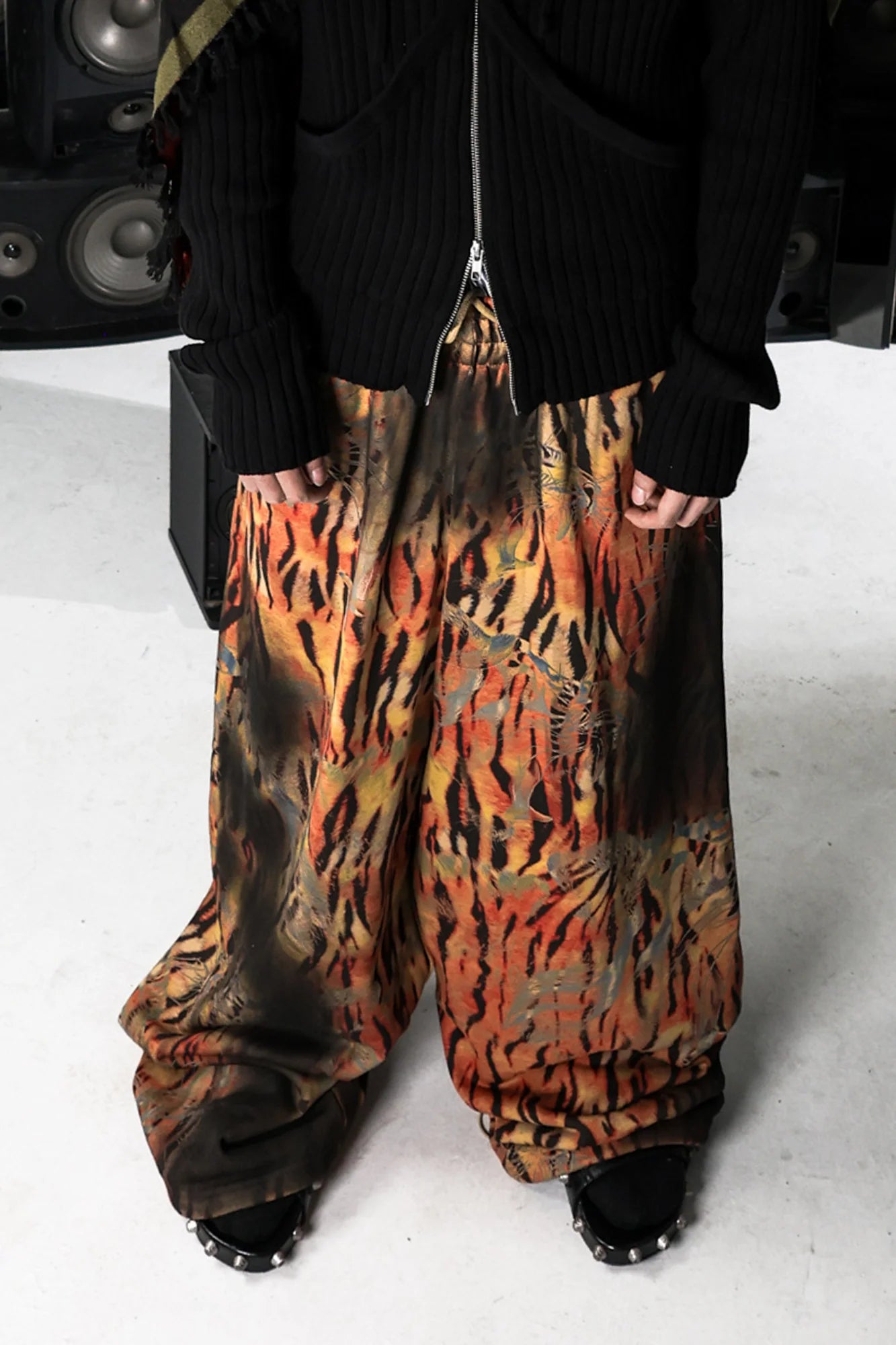 PCCVISION Full-Print Washed Drawstring Sweatpants