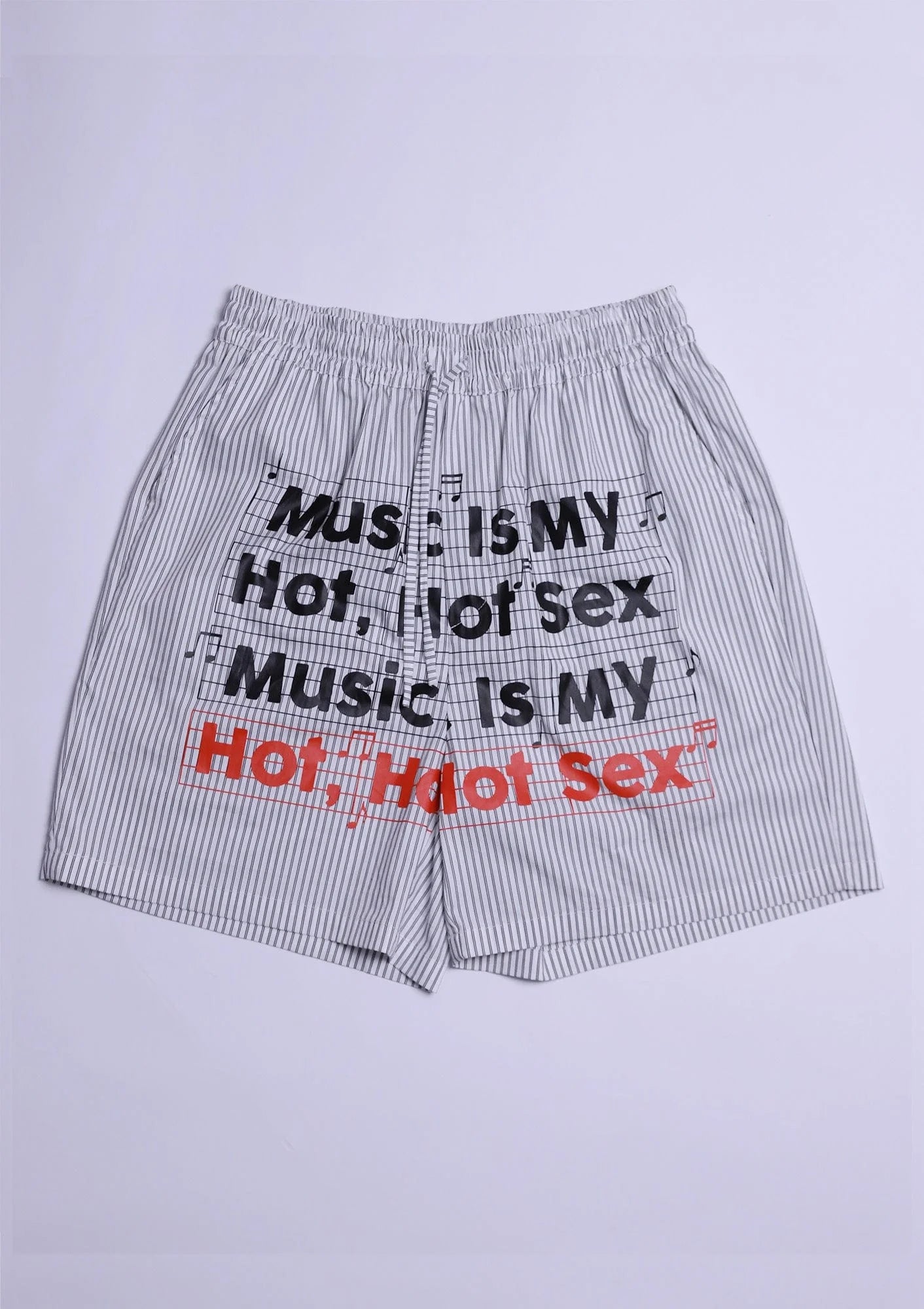 KADAKADA Stripe Slogan Graphic Lounge Shorts