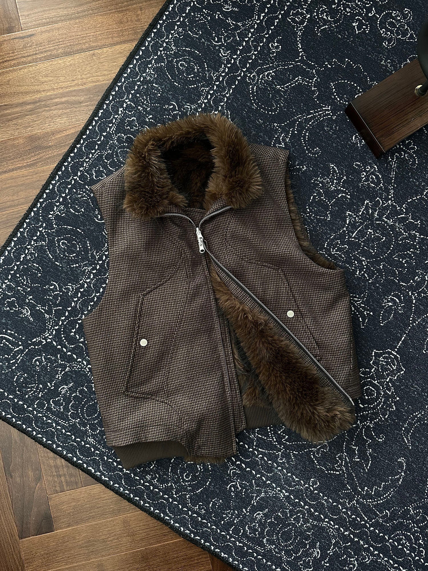 CATSSTAC Reversible Plaid Faux Fur Vest