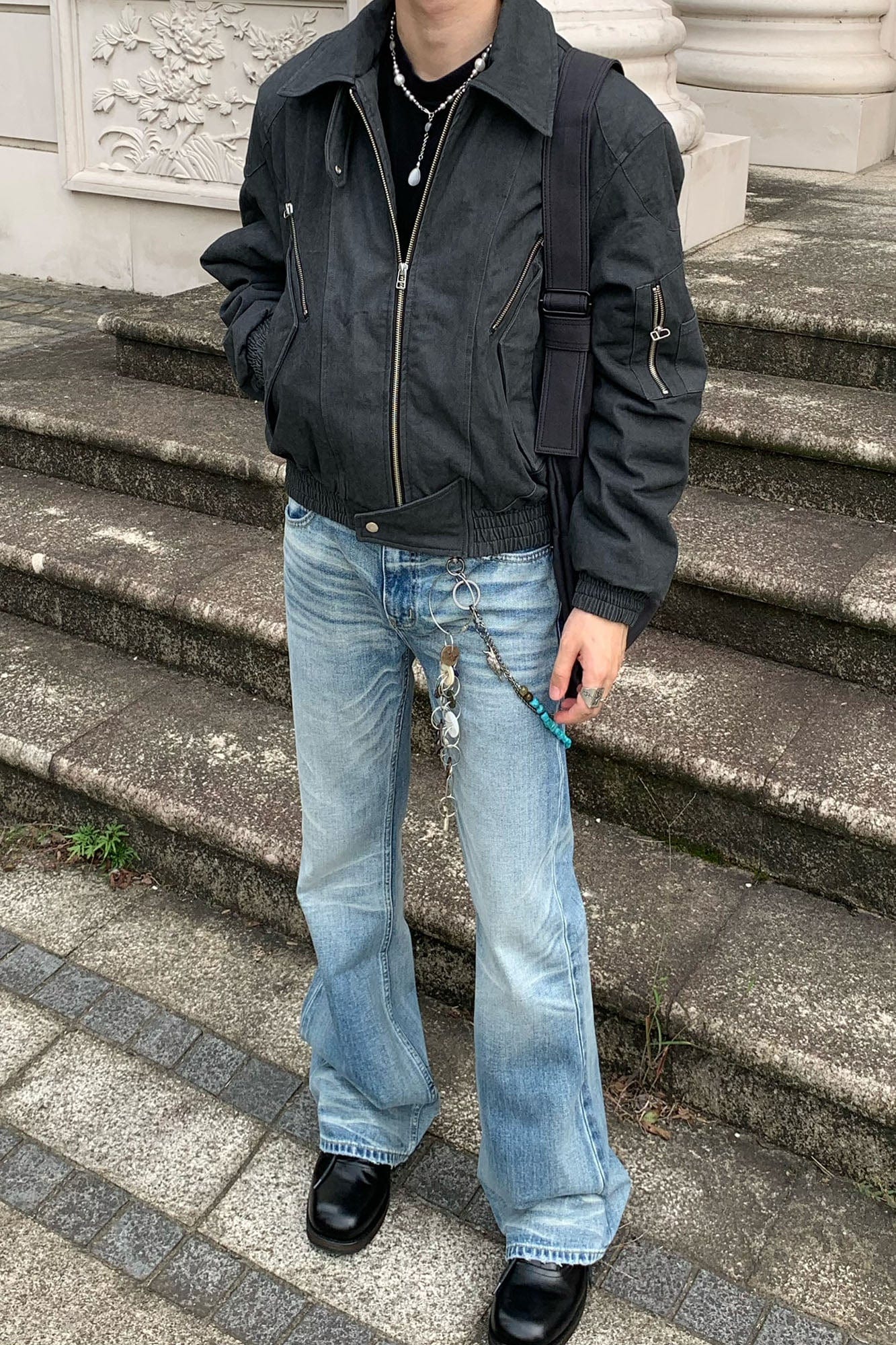 OKAYTHXBYE 3M Thinsulate Padded Multi-Zip Bomber Jacket