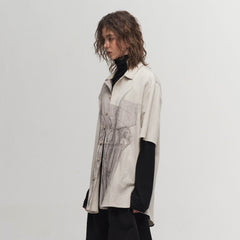 ILNya Nieternite Nifutur Winged Angel Sketch Spliced Half-Sleeve Shirt