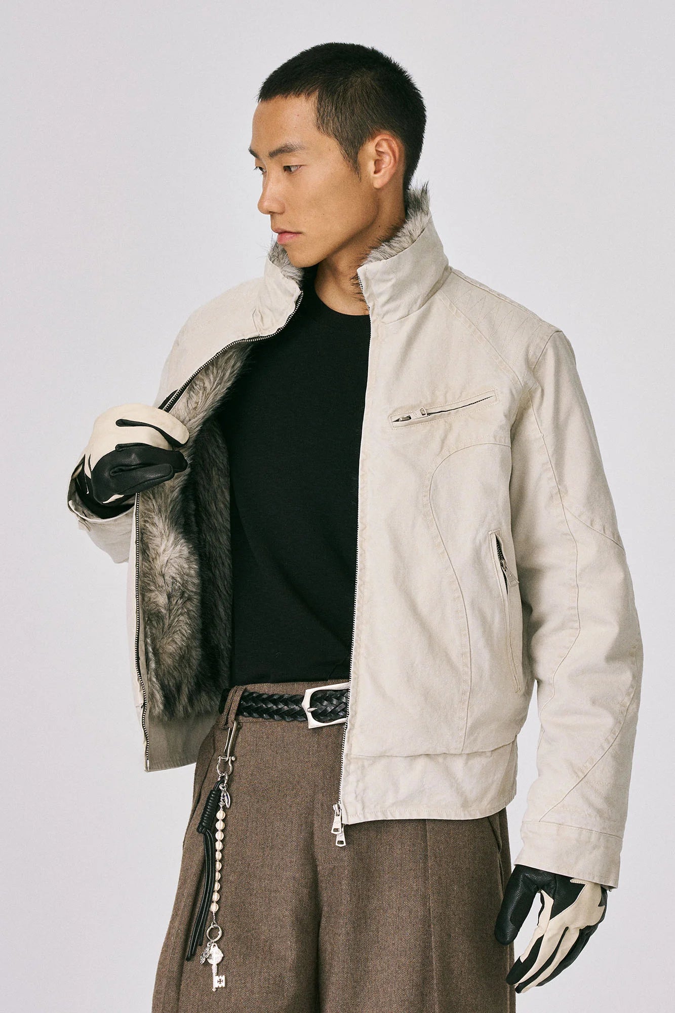 CATSSTAC Faux Fur Lining Washed Jacket