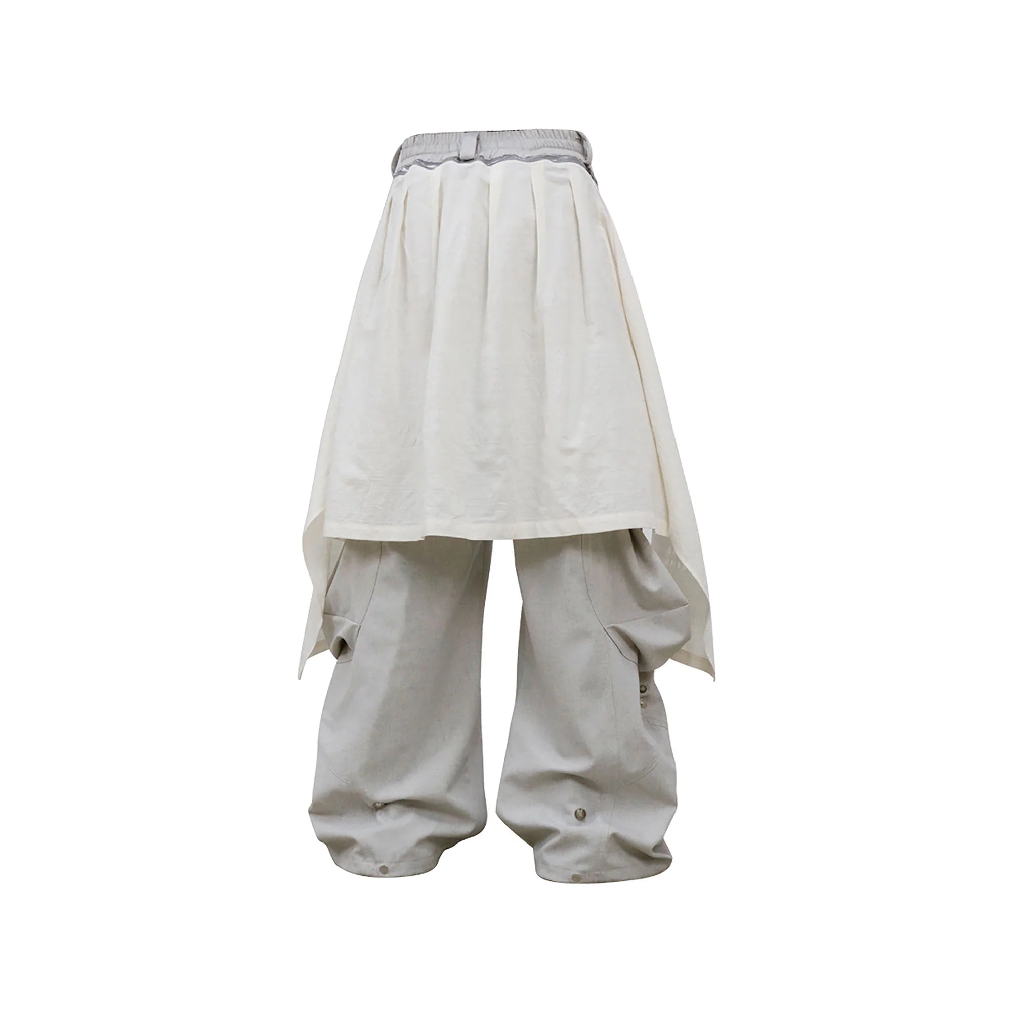 RELABEL Detachable Drape Linen-Blend Cargo Light Gray