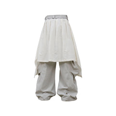 RELABEL Detachable Drape Linen-Blend Cargo Light Gray