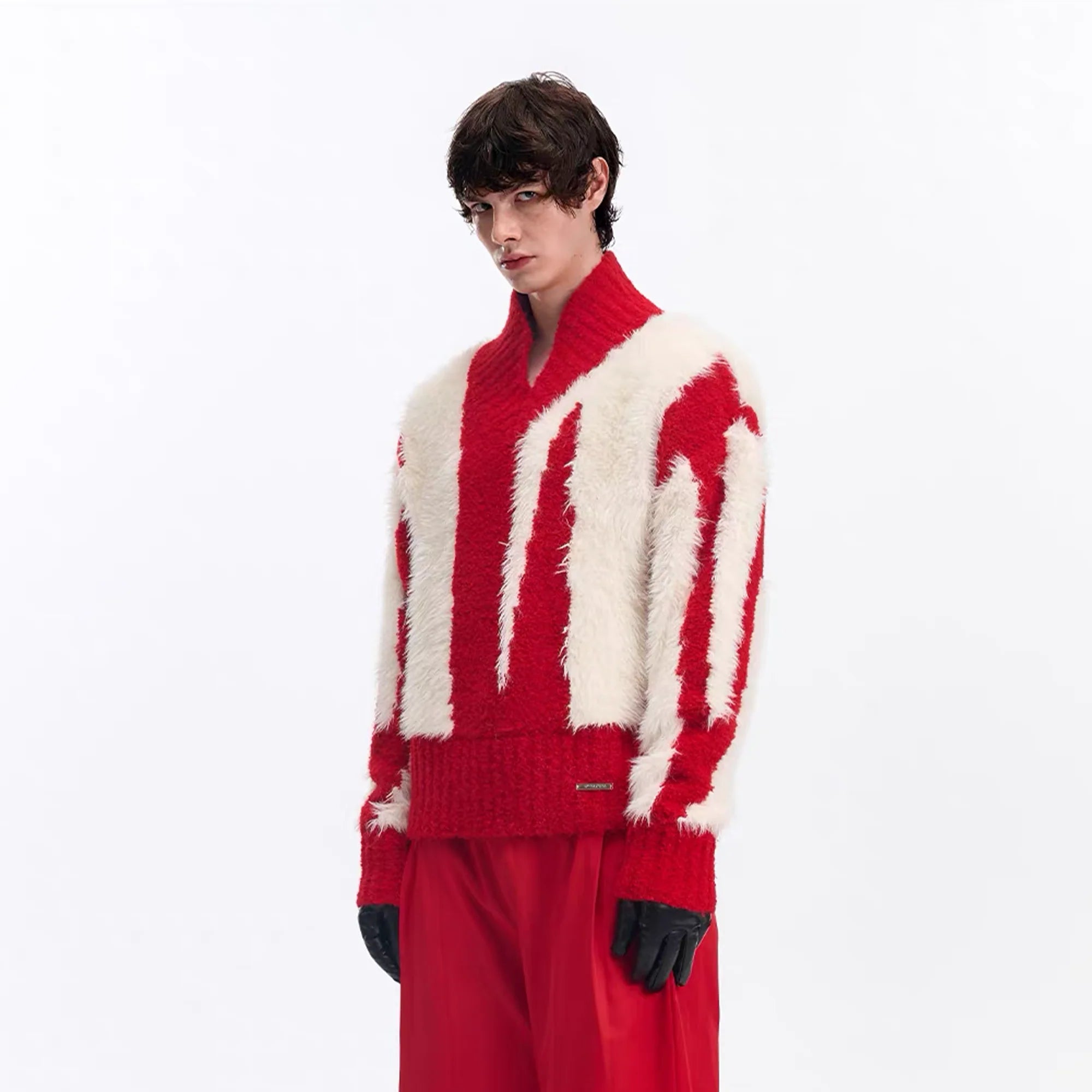 TIWILLTANG Fuzzy Faux-Mink Contrast Sweater