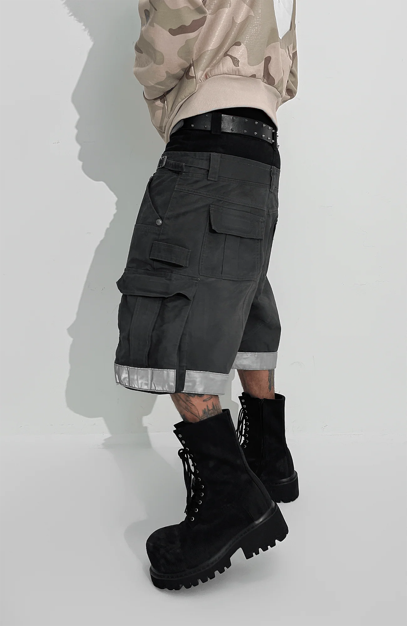 TECNINEGROUP Detachable Reflective Firefighter Cargo Pants Gray