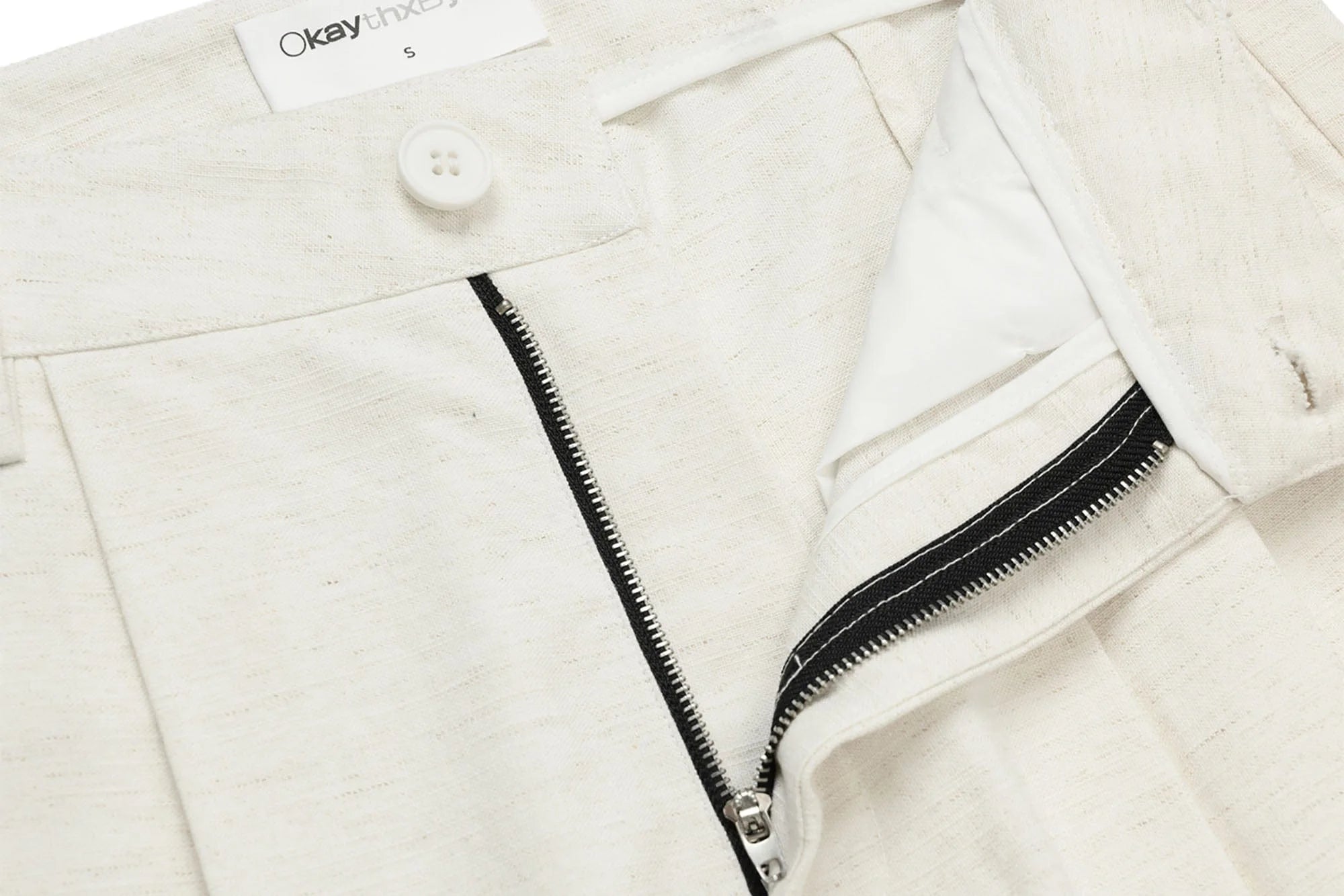 OKAYTHXBYE Pleated Linen-Blend Wide-Leg Trousers